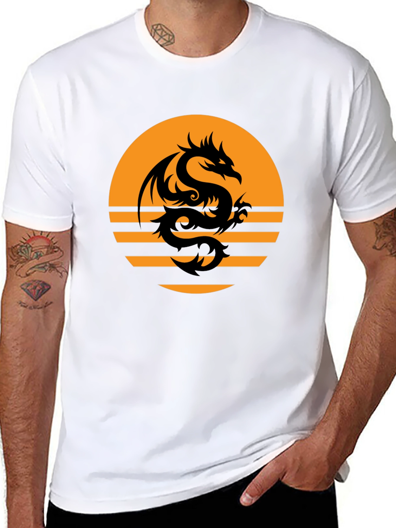Black Dragon Sunset Graphic Tee - Black Cotton Blend view 8