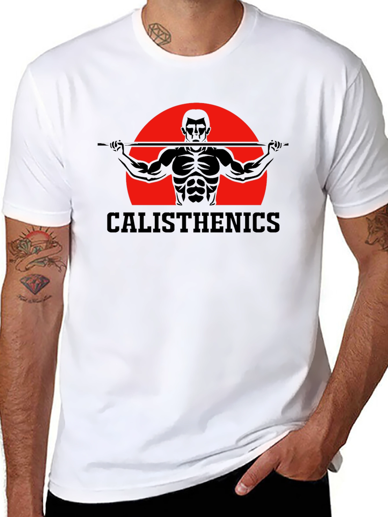 Black Calisthenics Training T-Shirt - Black Graphic Tee view 8