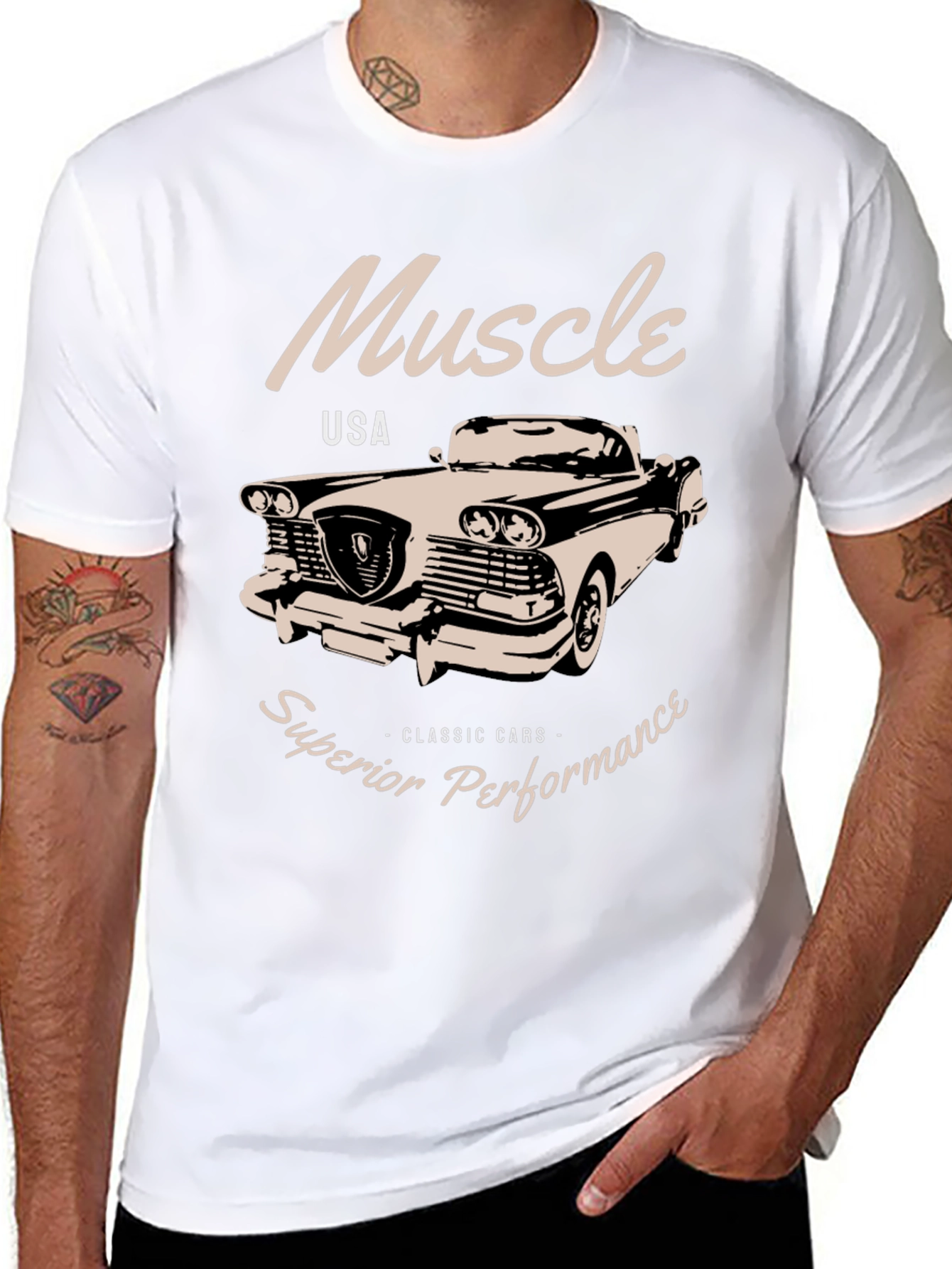 Black Muscle Car T-Shirt - Superior Performance Classic Tee view 8