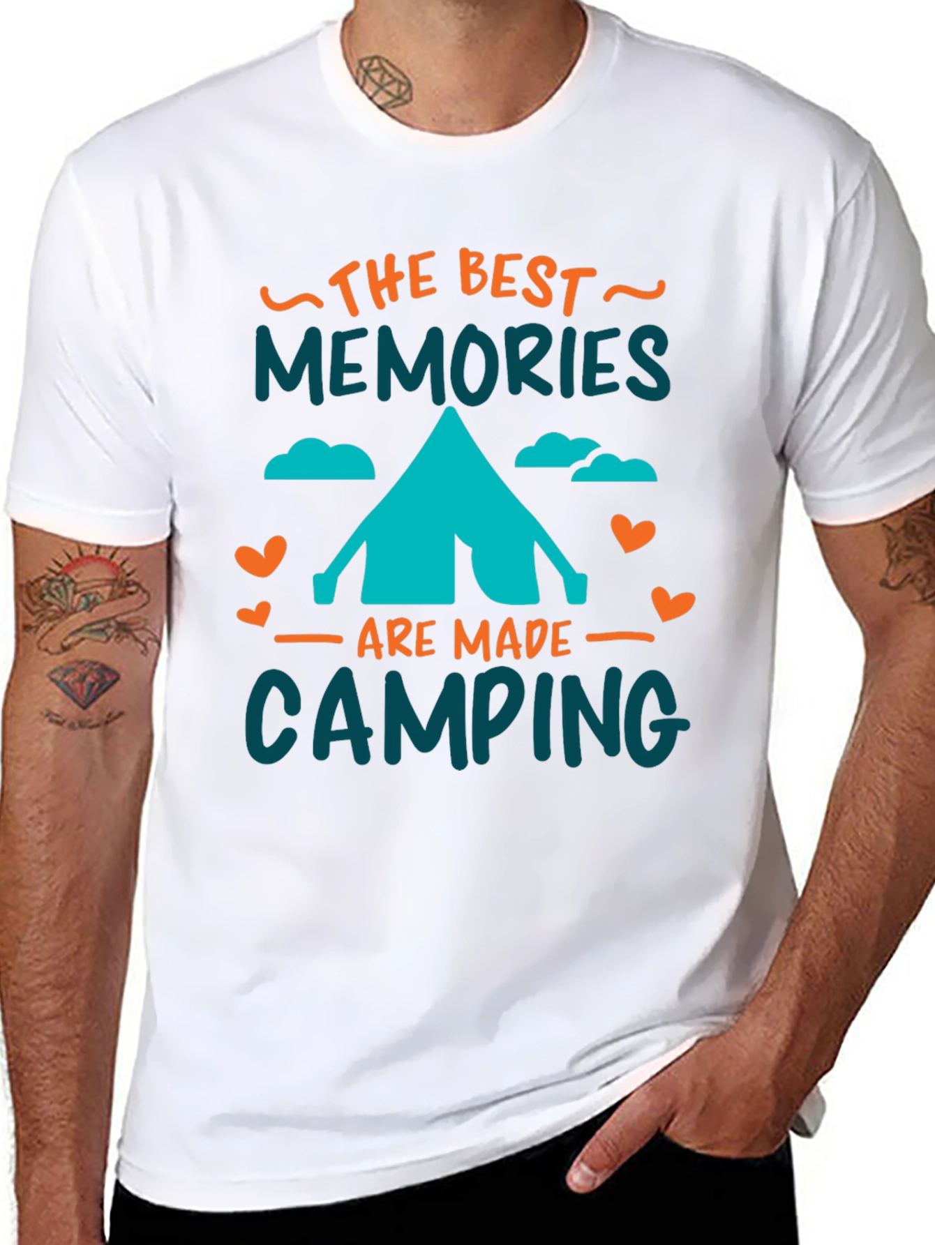 Black Camping Memories Tee: Adventure Awaits view 8
