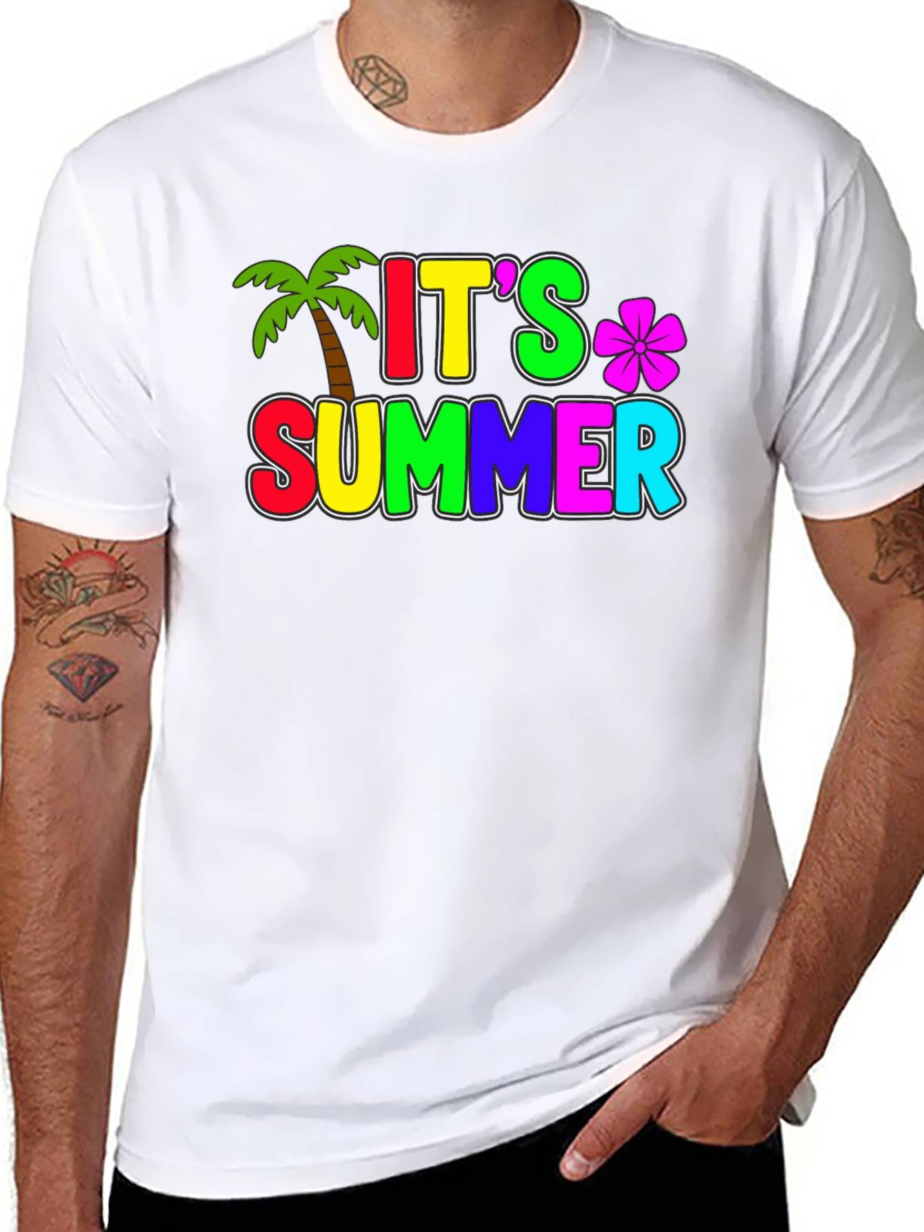 Black It's Summer Black T-Shirt view 8