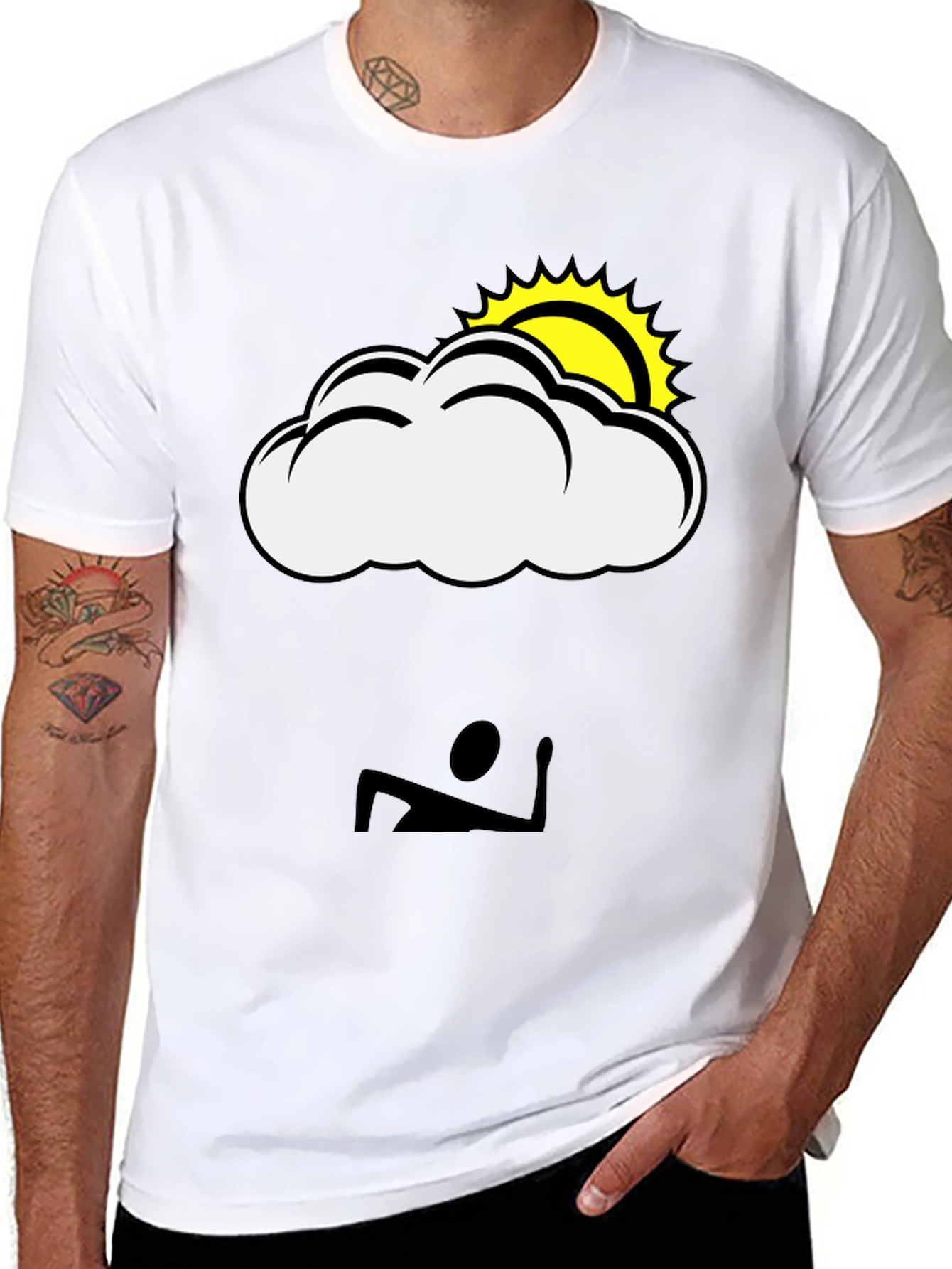 Black Cloud & Sun Graphic Tee - Stylish Black T-Shirt view 8