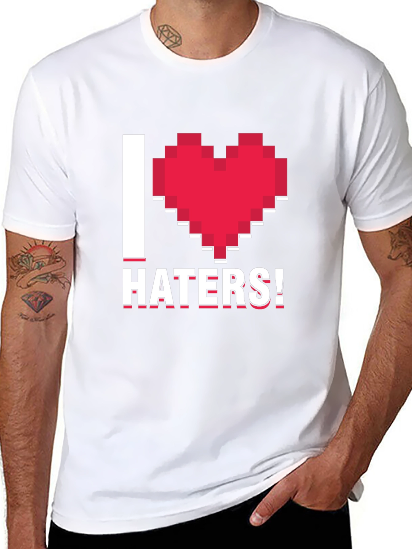 Black I Heart Haters Pixel Graphic Tee view 8