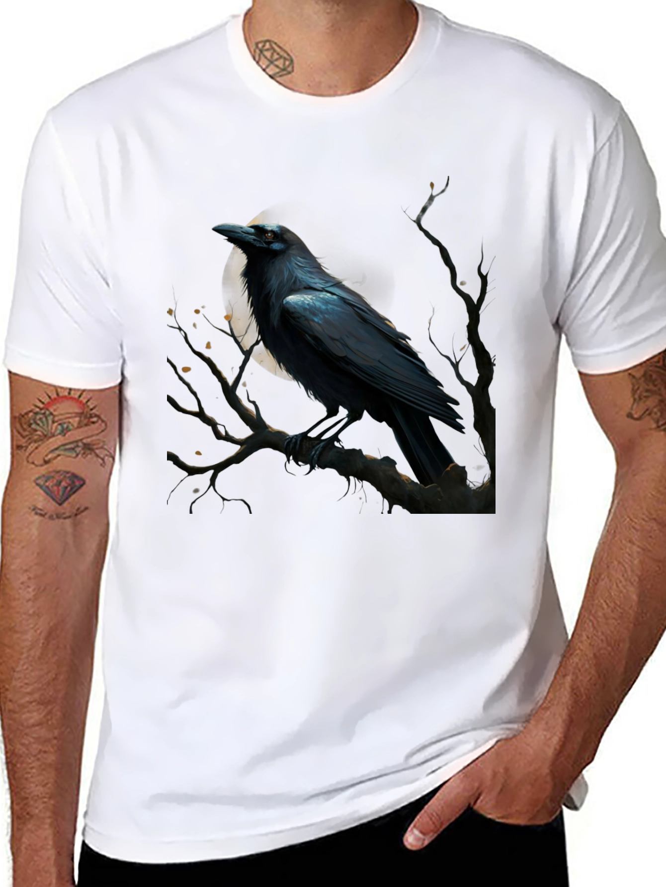 Black Raven Graphic T-Shirt - Men's Black Tee view 8