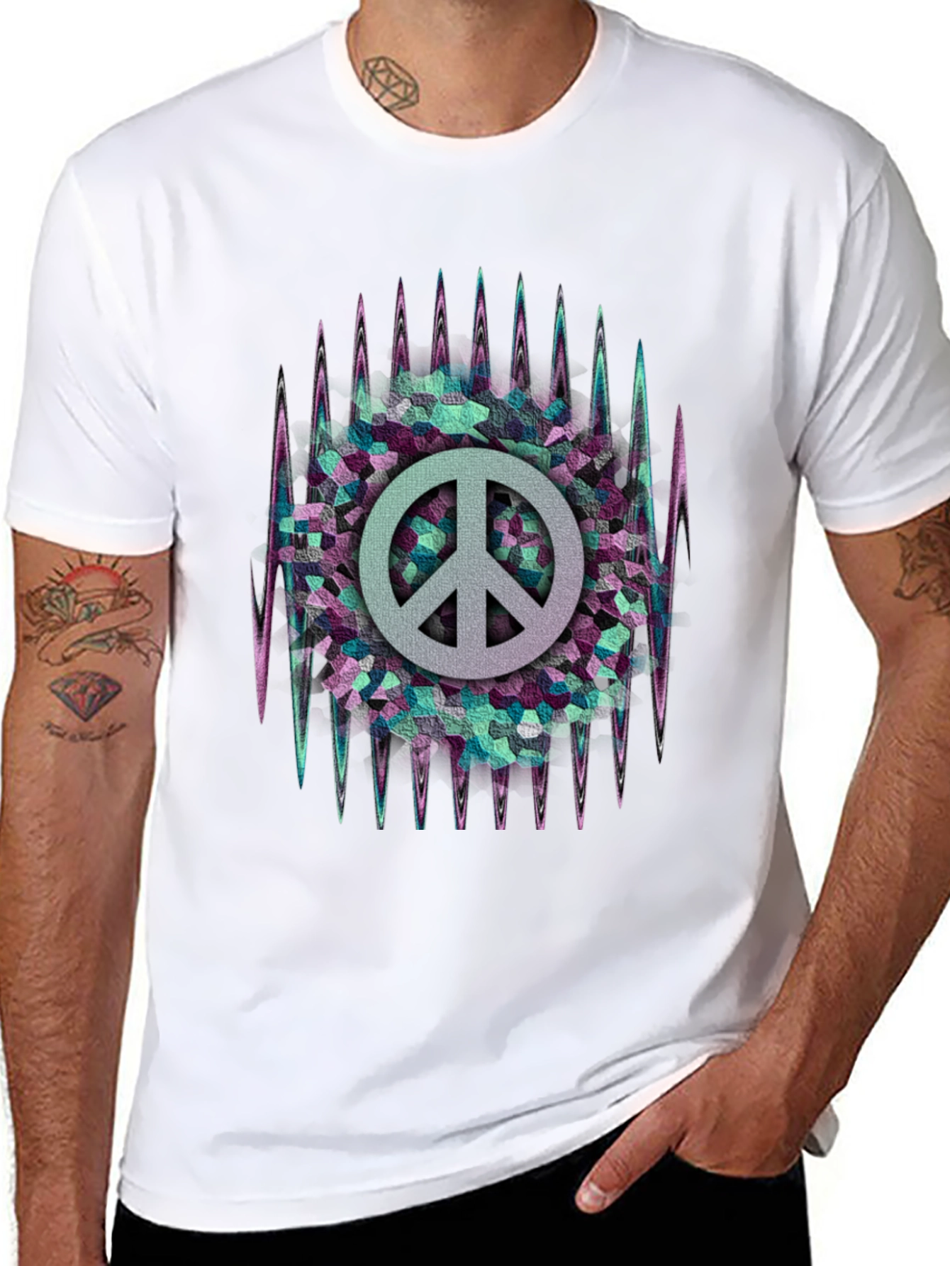 Black Peace Sign Graphic T-Shirt - Cool & Unique Design view 8
