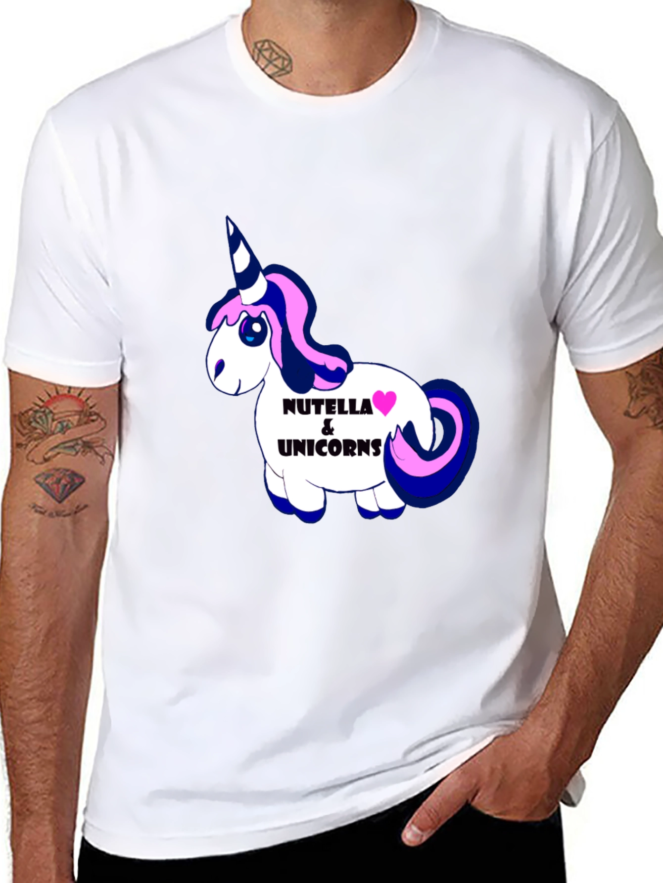 Black Nutella & Unicorns Graphic Black T-Shirt view 8