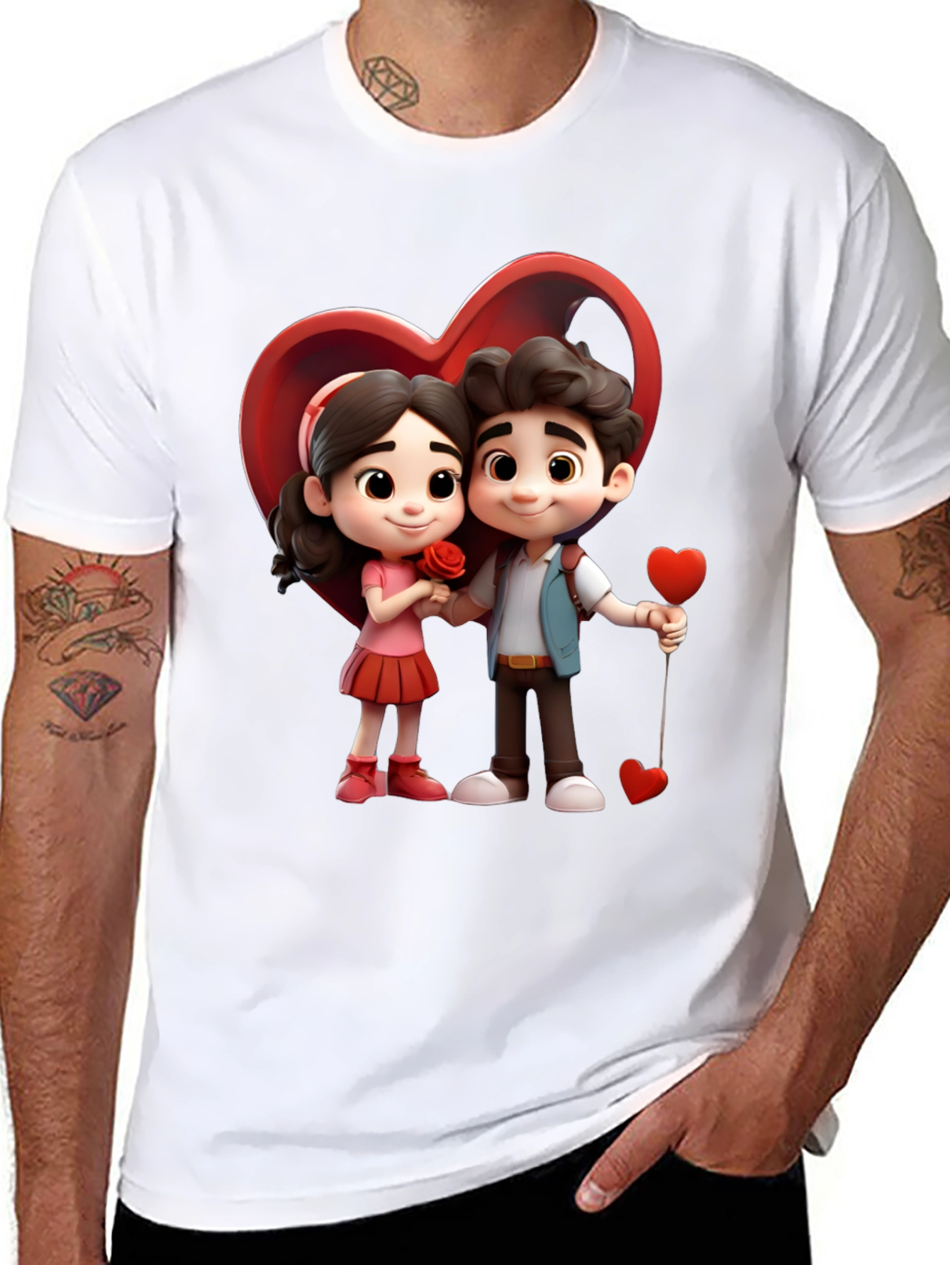 Black Cartoon Couple T-Shirt view 8
