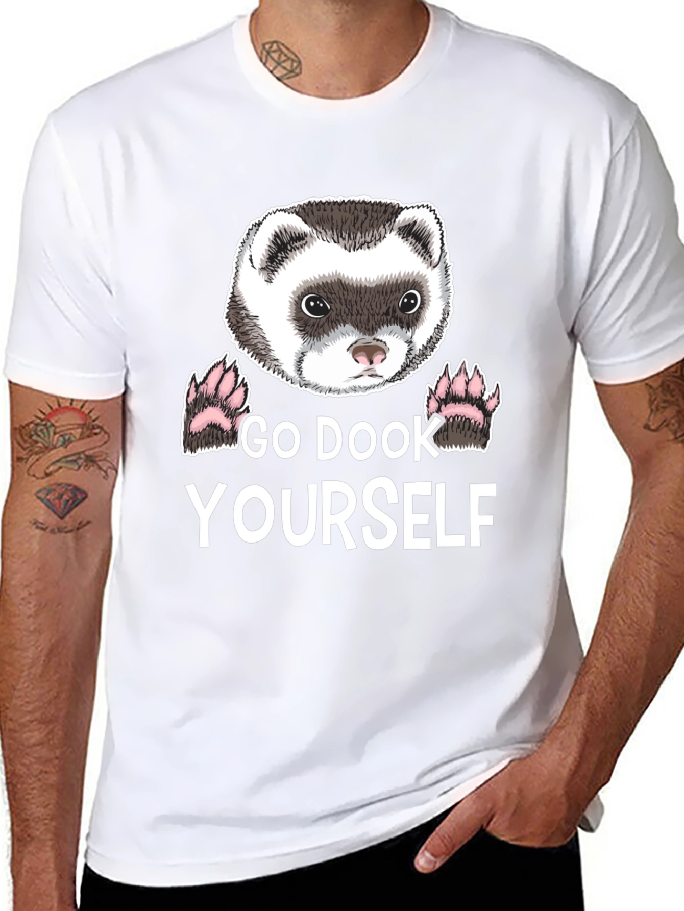 Black Go Dook Yourself Ferret T-Shirt view 8