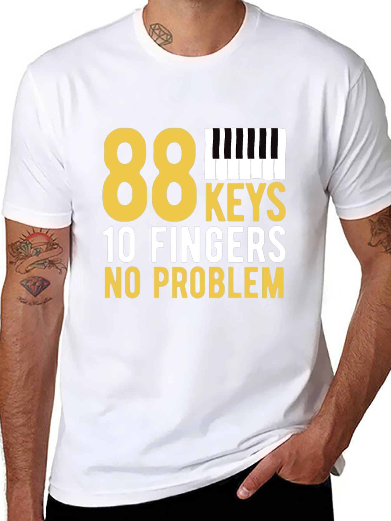 Black 88 Keys, 10 Fingers, No Problem Black T-Shirt view 8