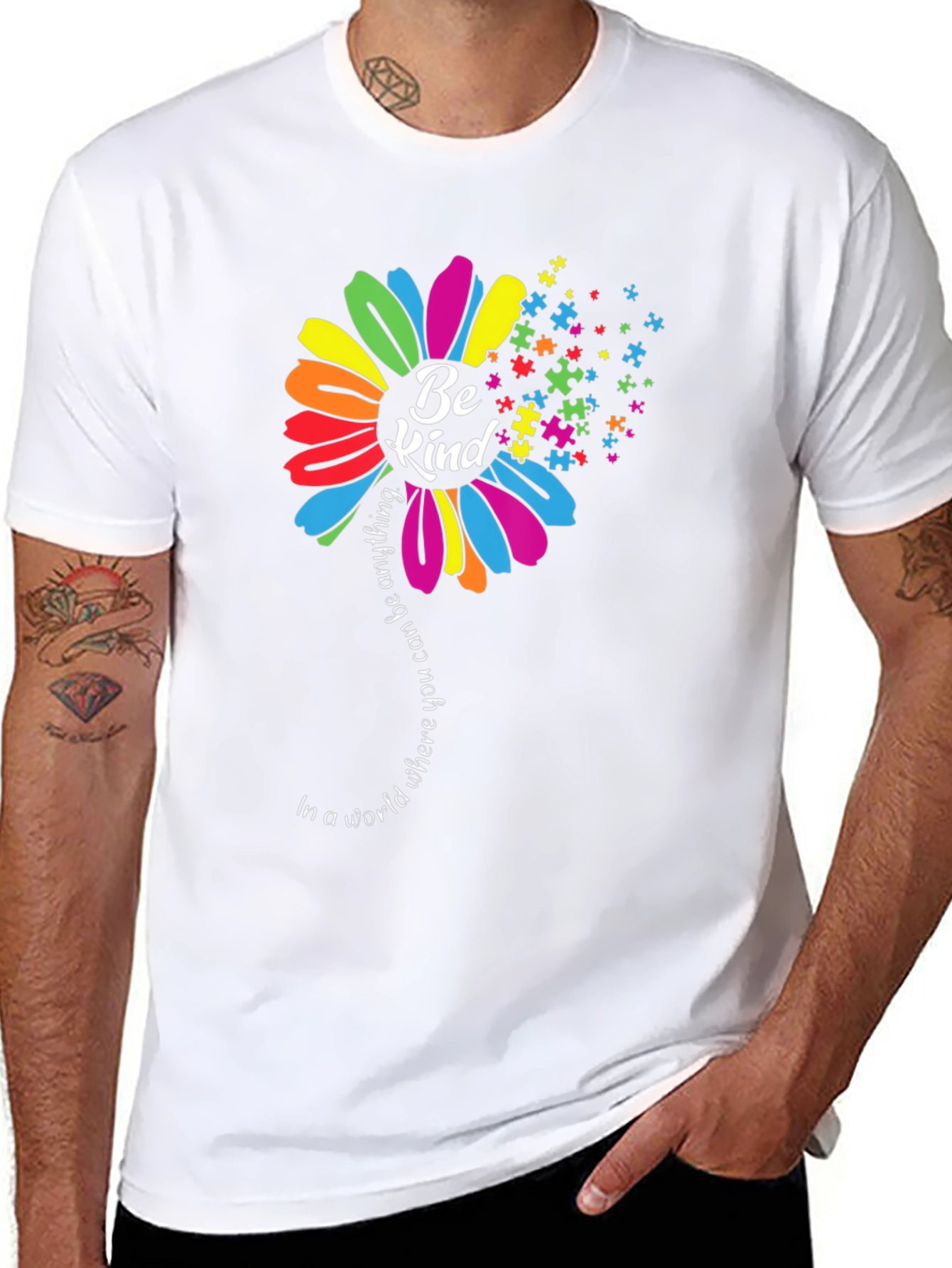 Black Be Kind Autism Awareness T-Shirt view 8