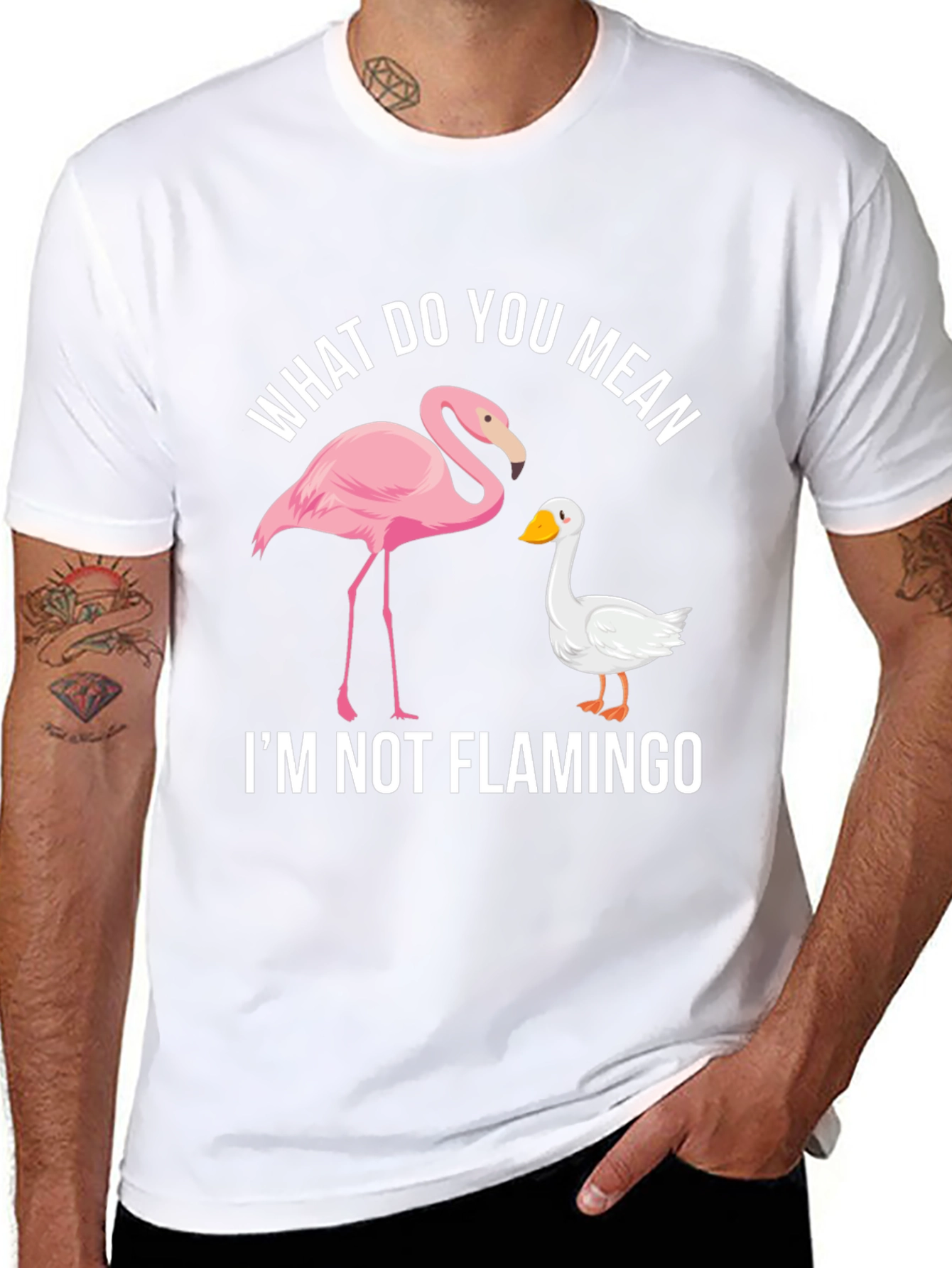 Black Funny "I'm Not Flamingo" Graphic Tee view 8