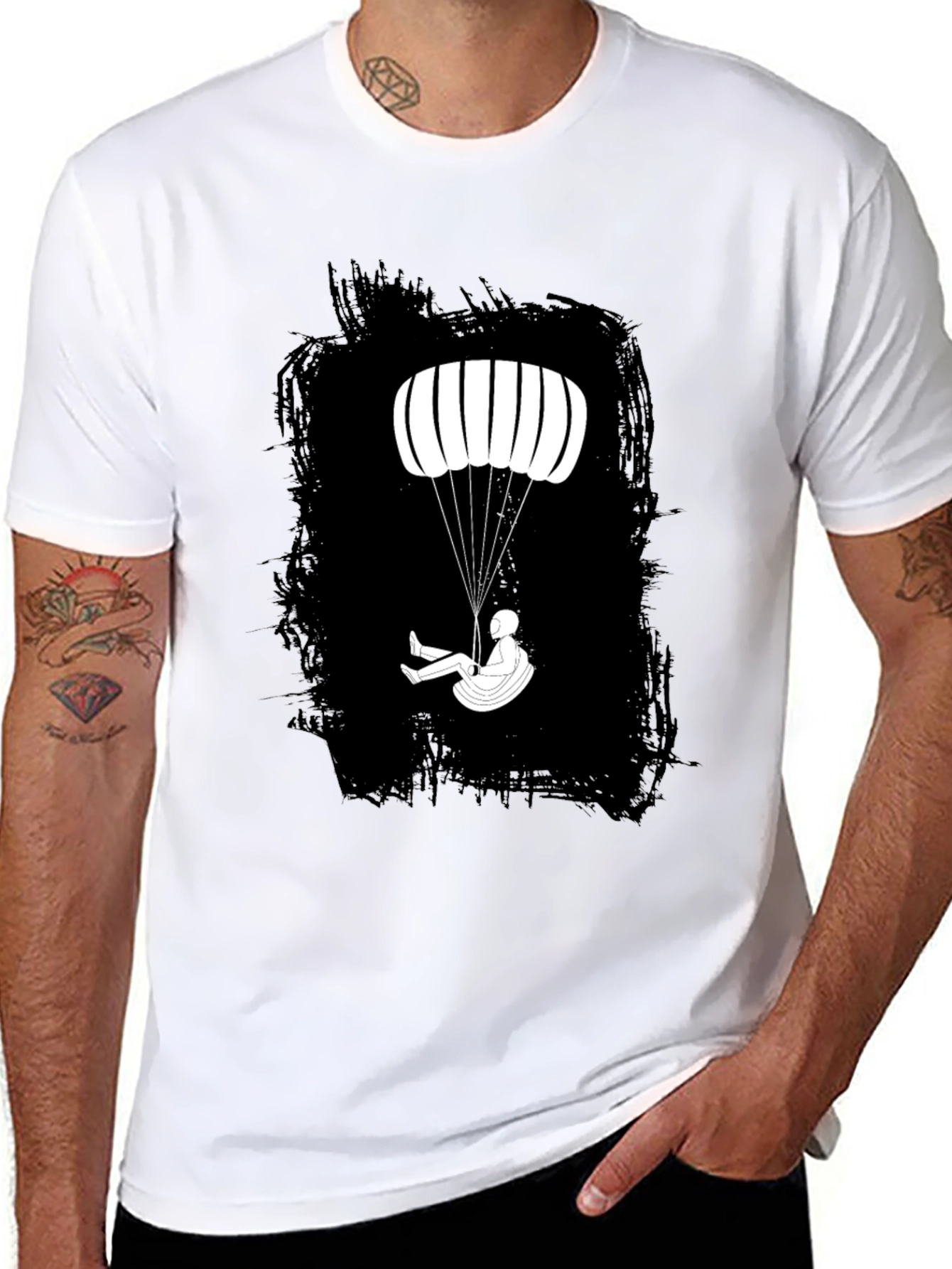 Black Paragliding T-Shirt - Skydiving Adventure Tee view 8