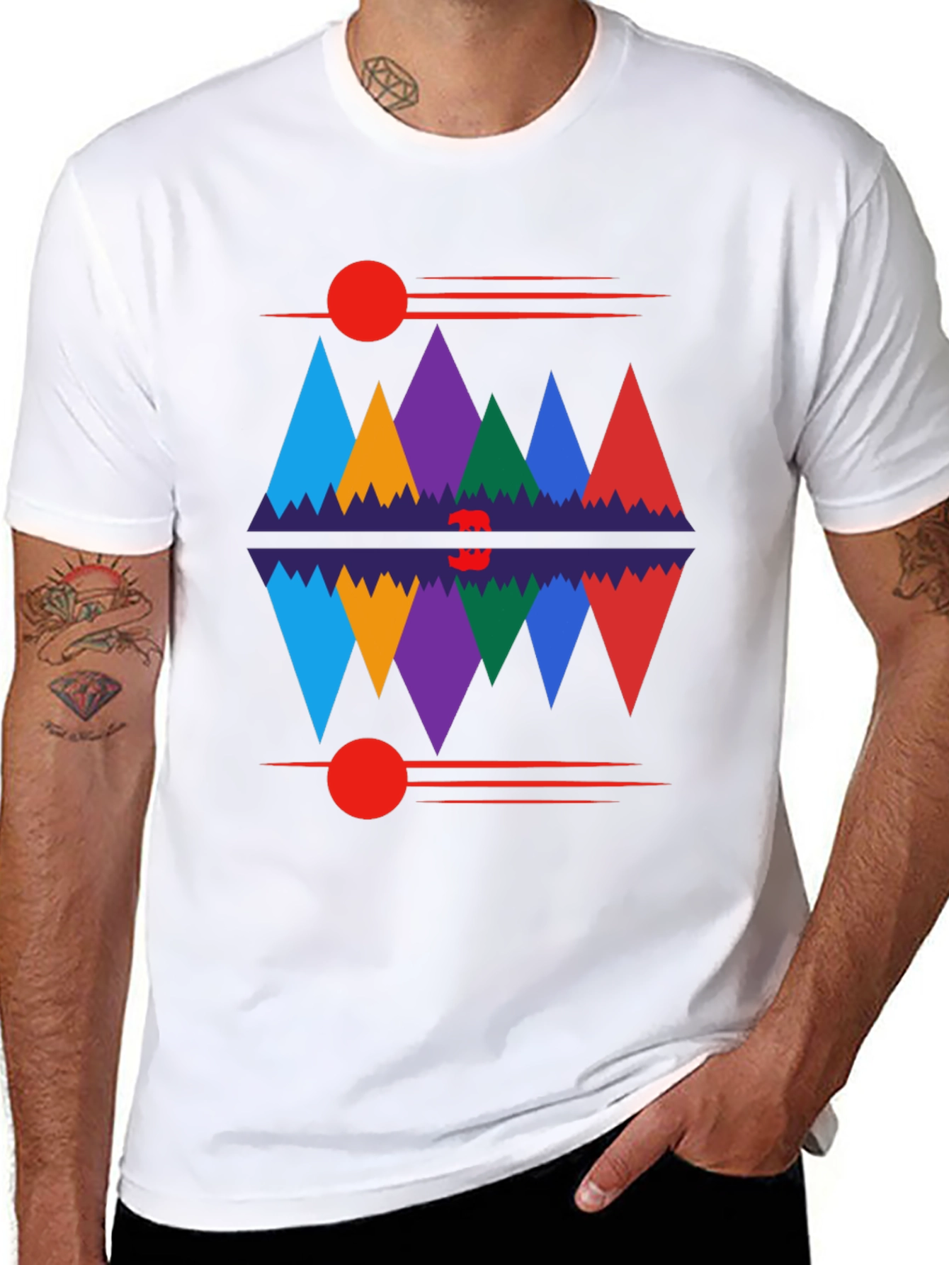 Black Geometric Mountain Range Graphic Tee view 8