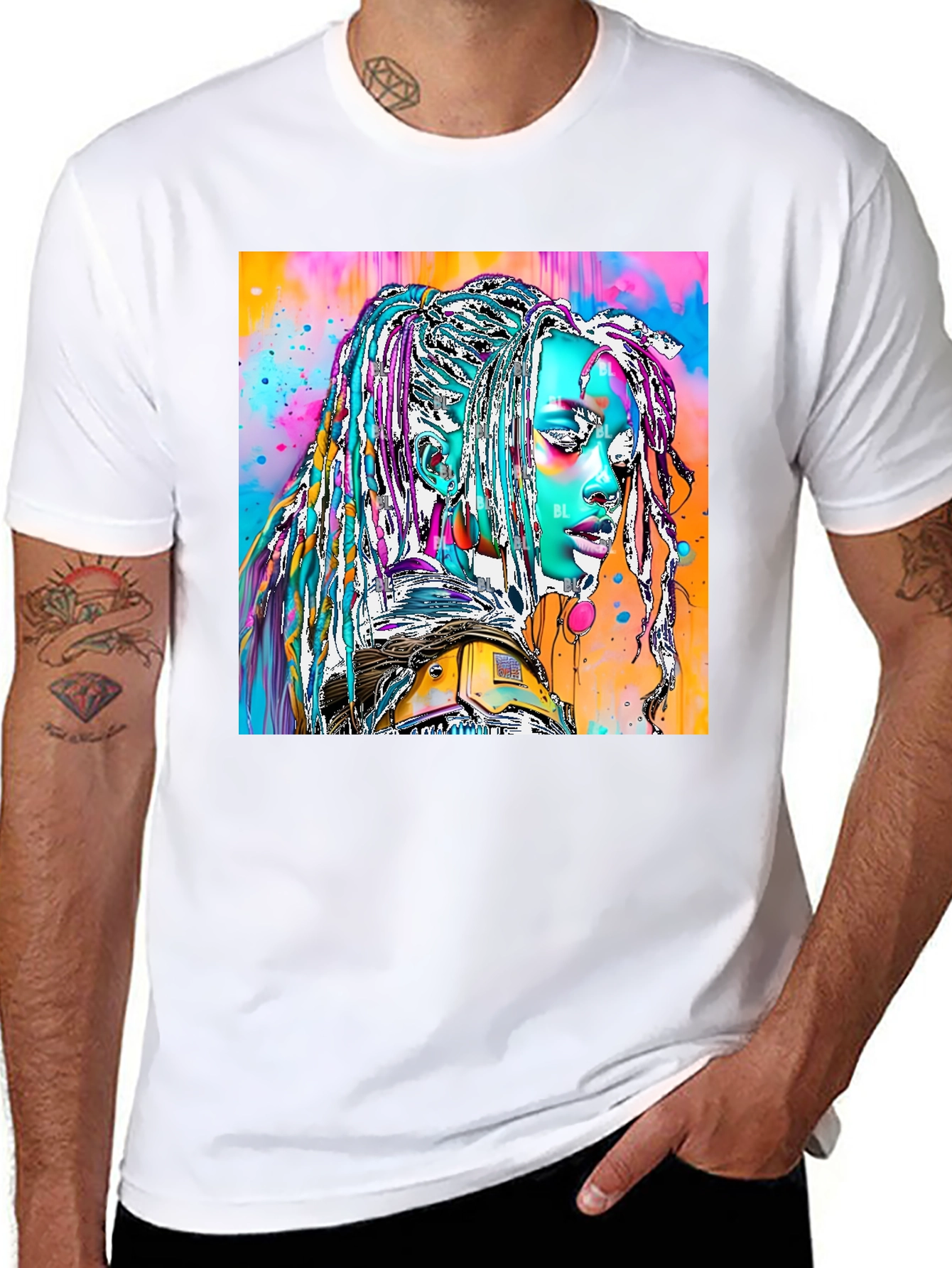 Black Vibrant Futuristic Graphic Print Tee view 8