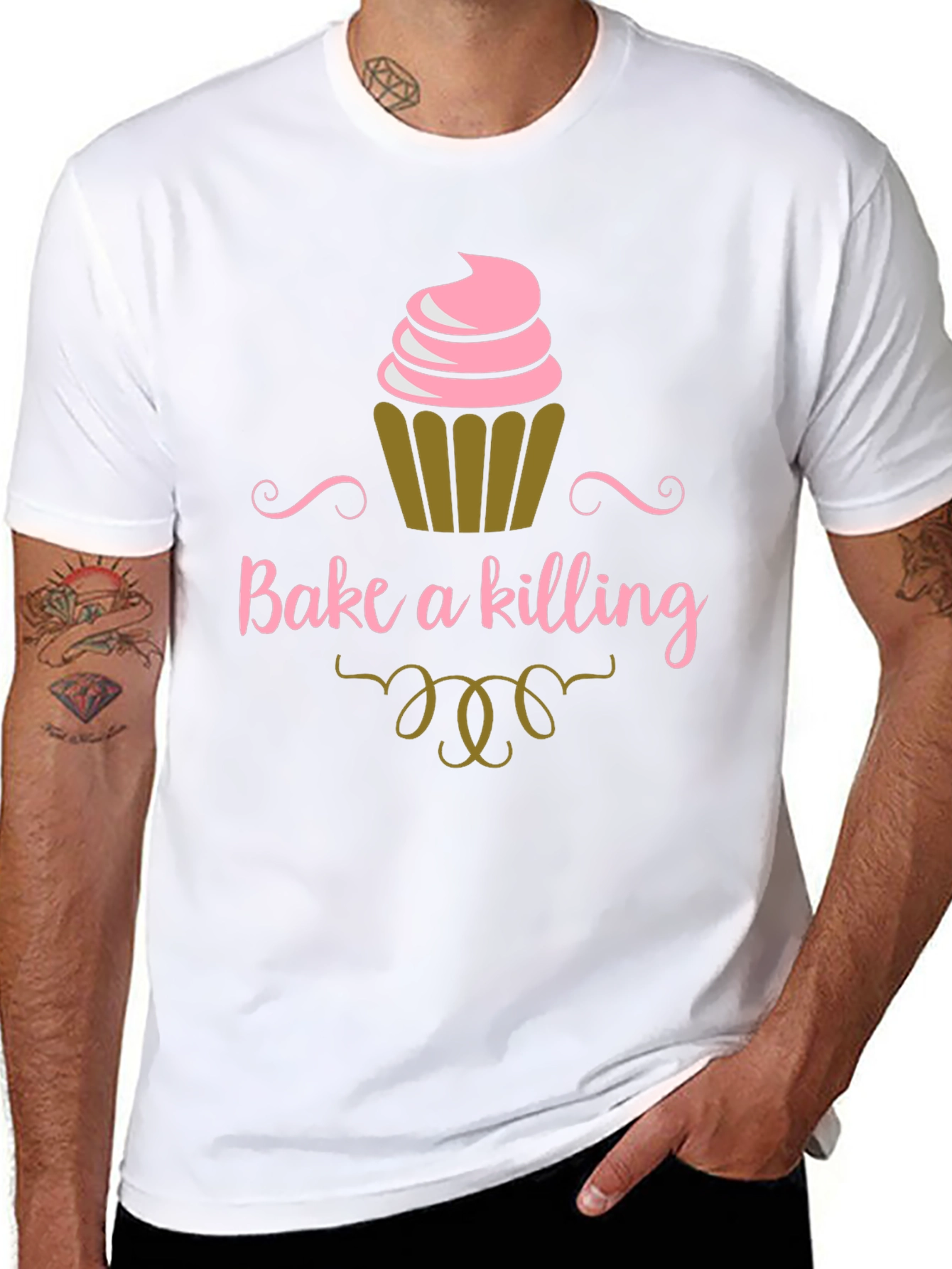 Black Bake a Killing T-Shirt - Funny Cupcake Tee view 8