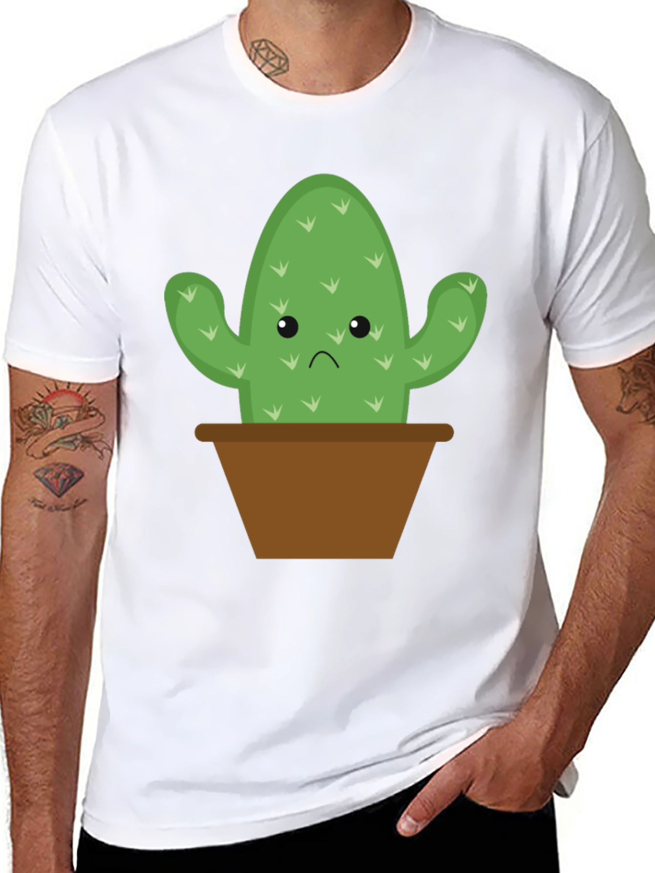Sad Cactus T-Shirt - Funny Plant Graphic Tee - 8