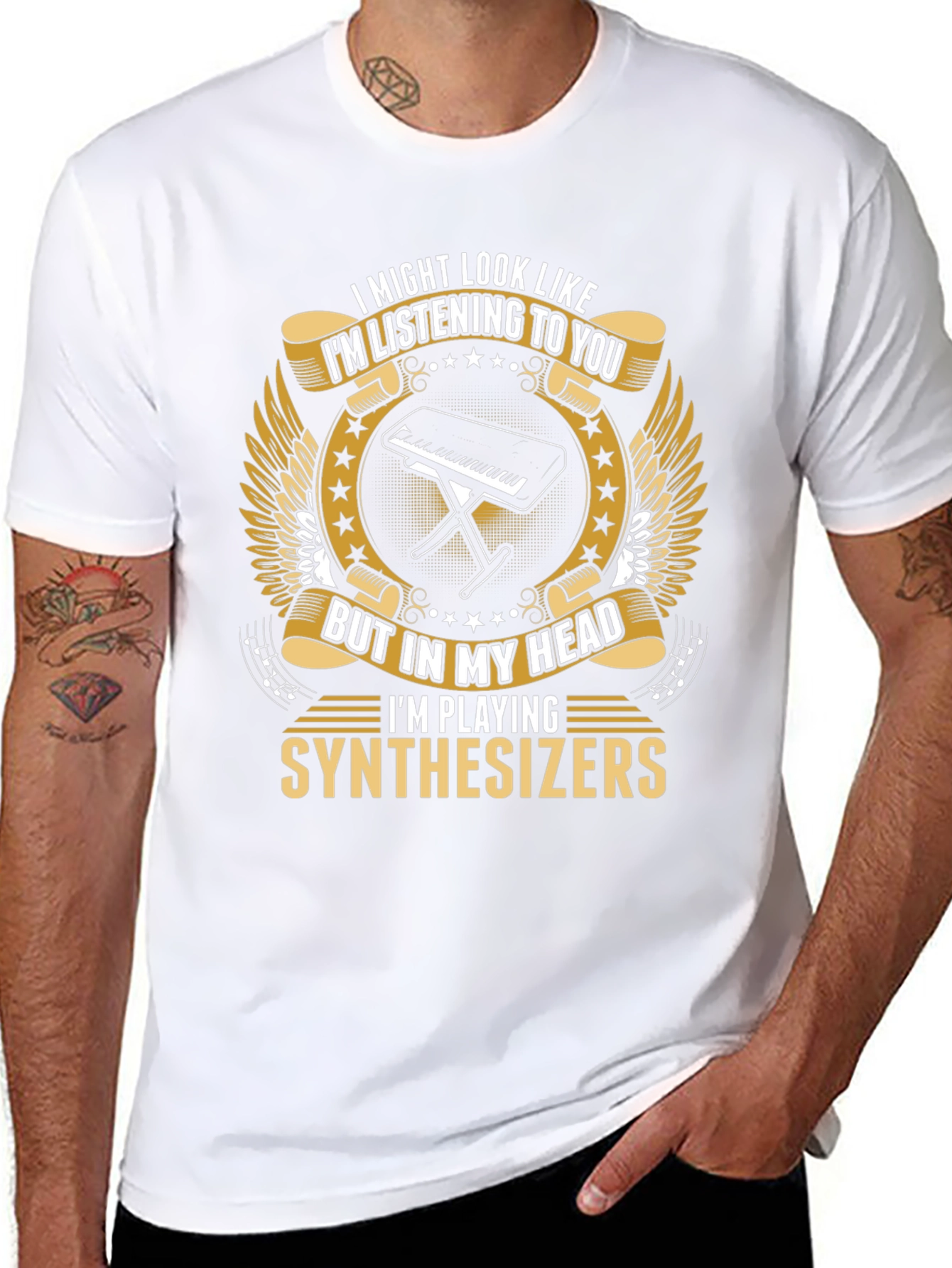 Black Synthesizer Player T-Shirt - Funny Musician Tee view 8