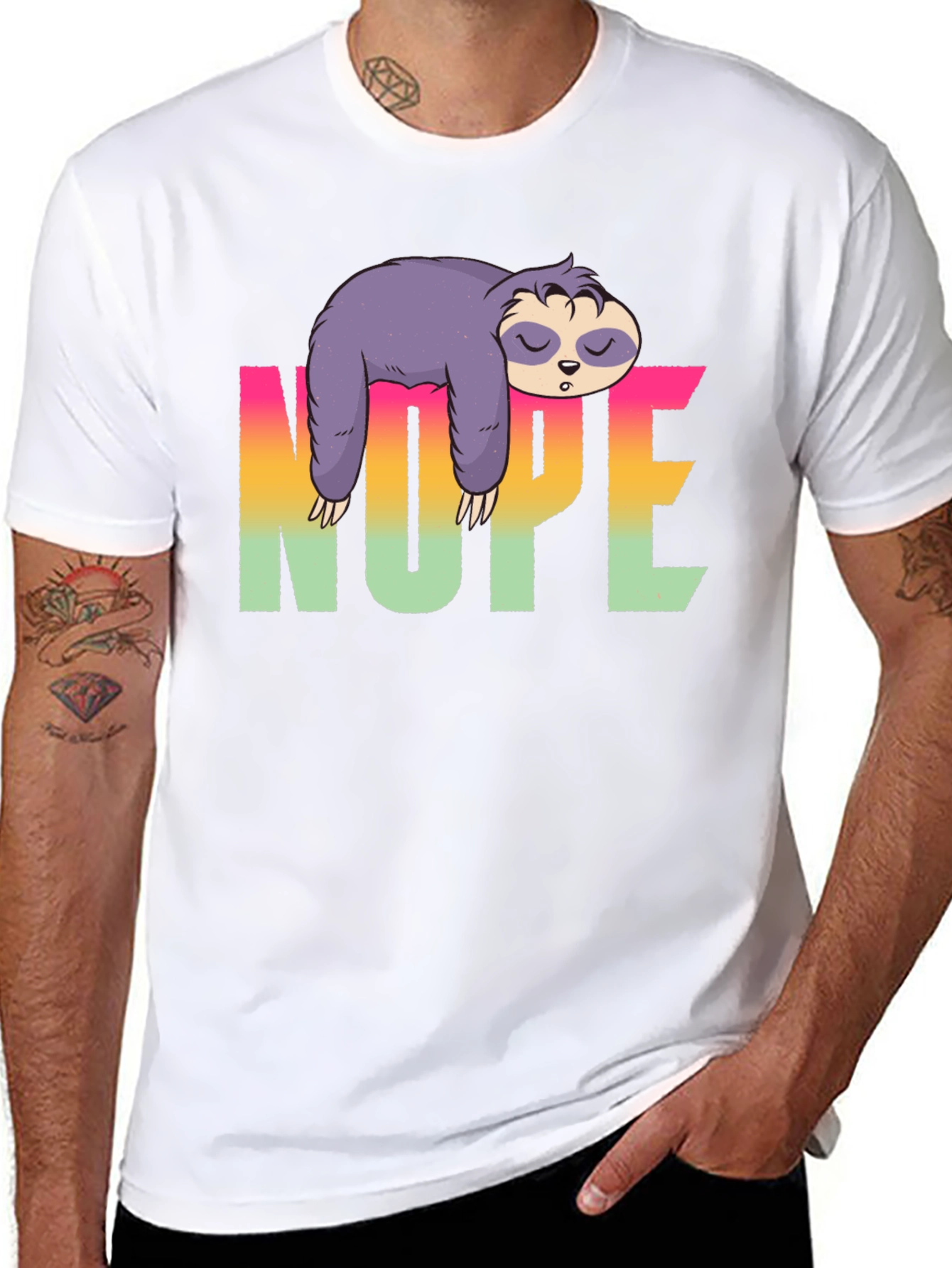 Black Nope Sloth T-Shirt - Funny Lazy Animal Tee view 8