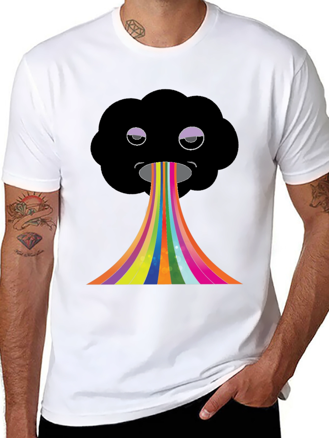Black Rainbow Cloud Graphic Tee view 8