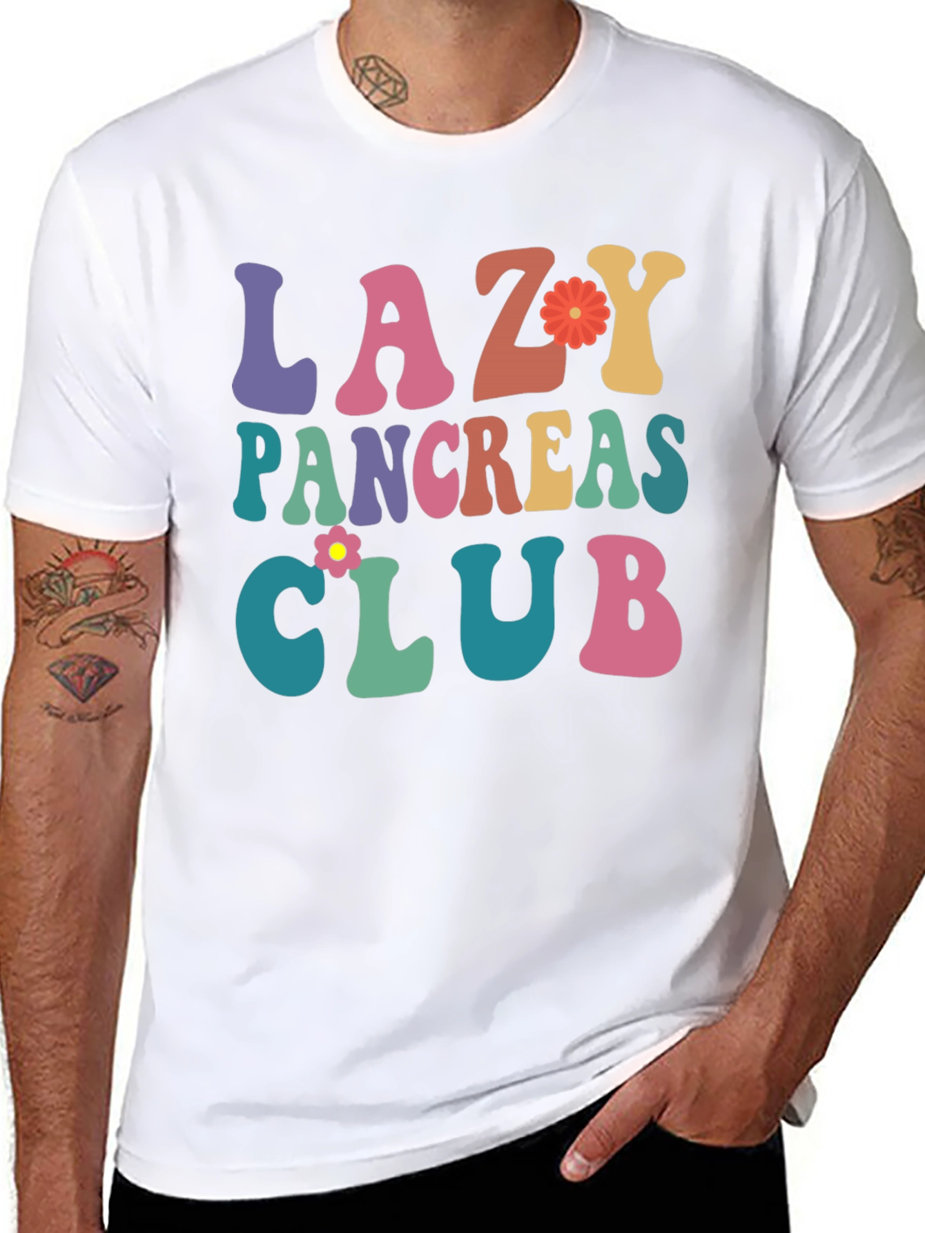 Black Lazy Pancreas Club Graphic T-Shirt view 8