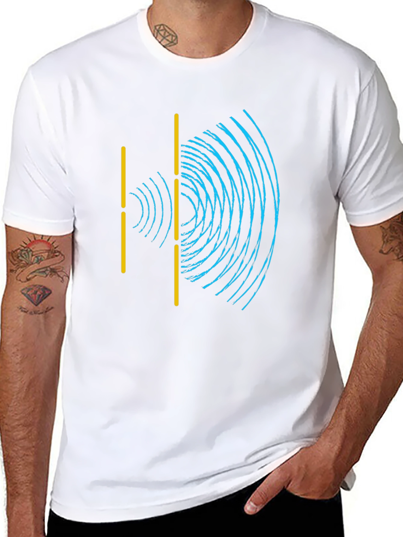 Black Wave Interference Black T-Shirt - Science Physics Tee view 8