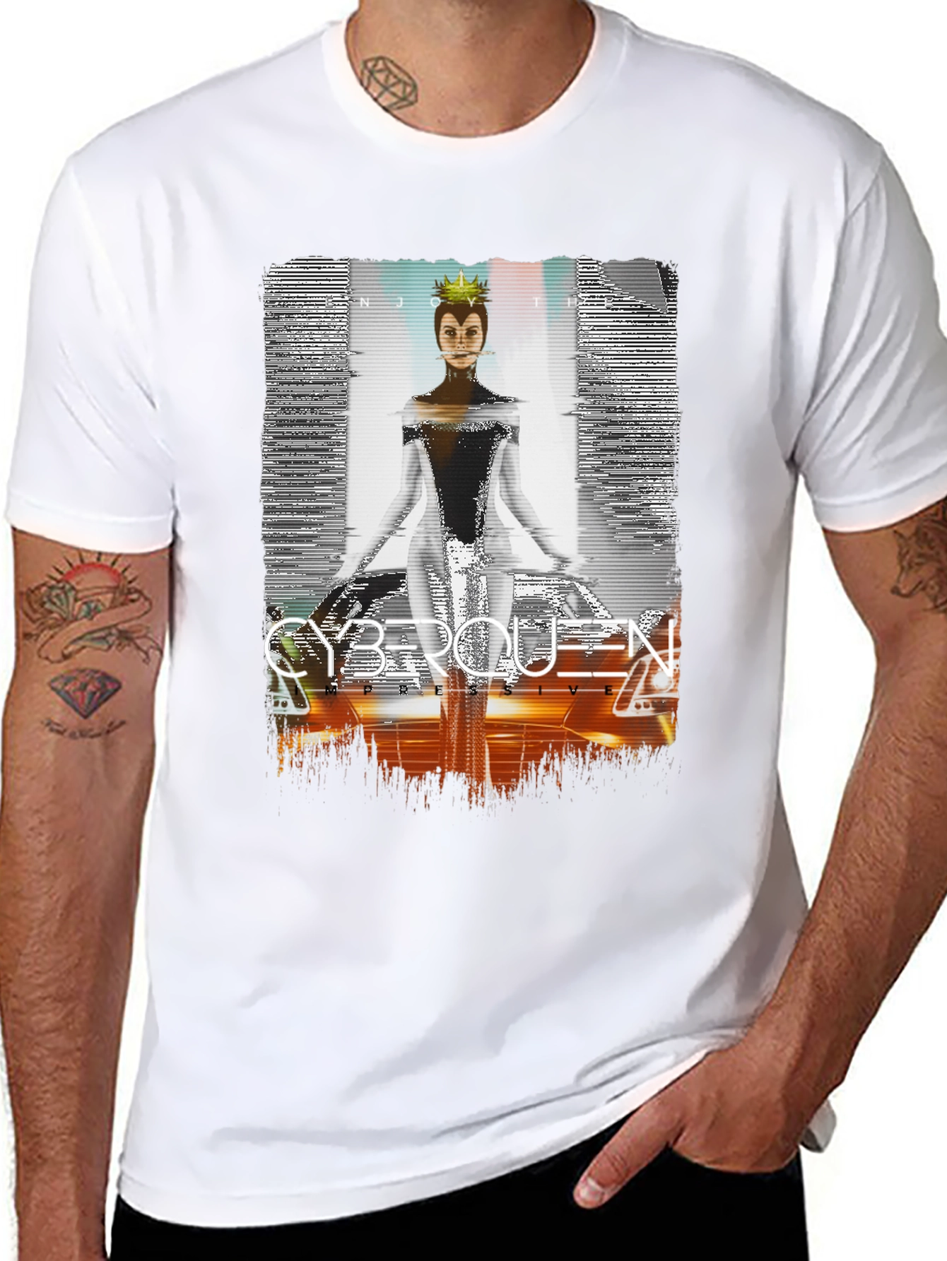 Black Cyberqueen Graphic T-Shirt - Modern Streetwear view 8