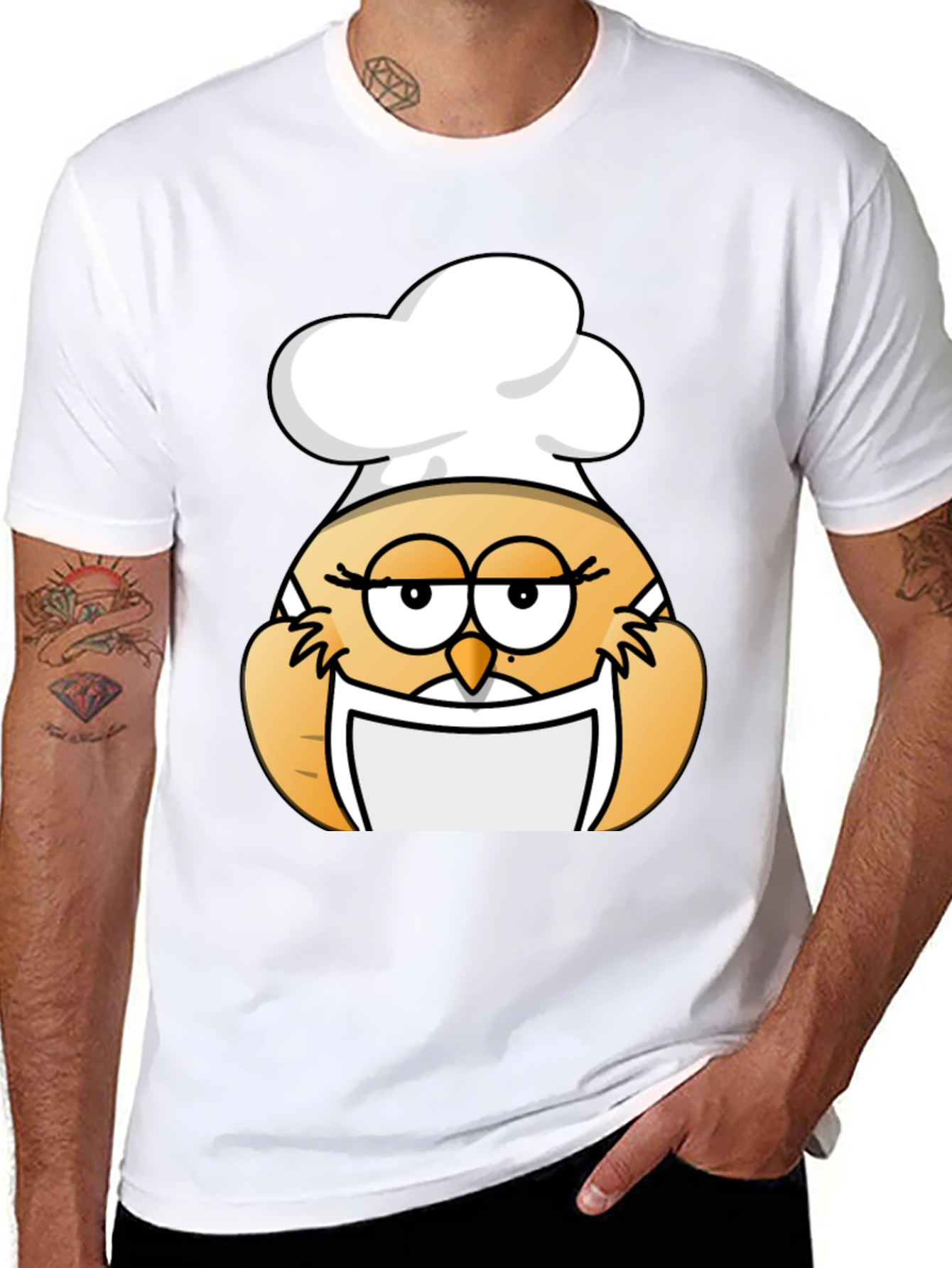 Black Chef Owl Graphic Tee - Black Cotton Blend view 8