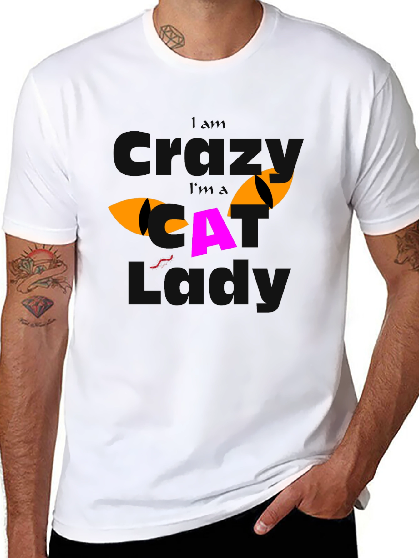 Black Crazy Cat Lover Graphic T-Shirt view 8