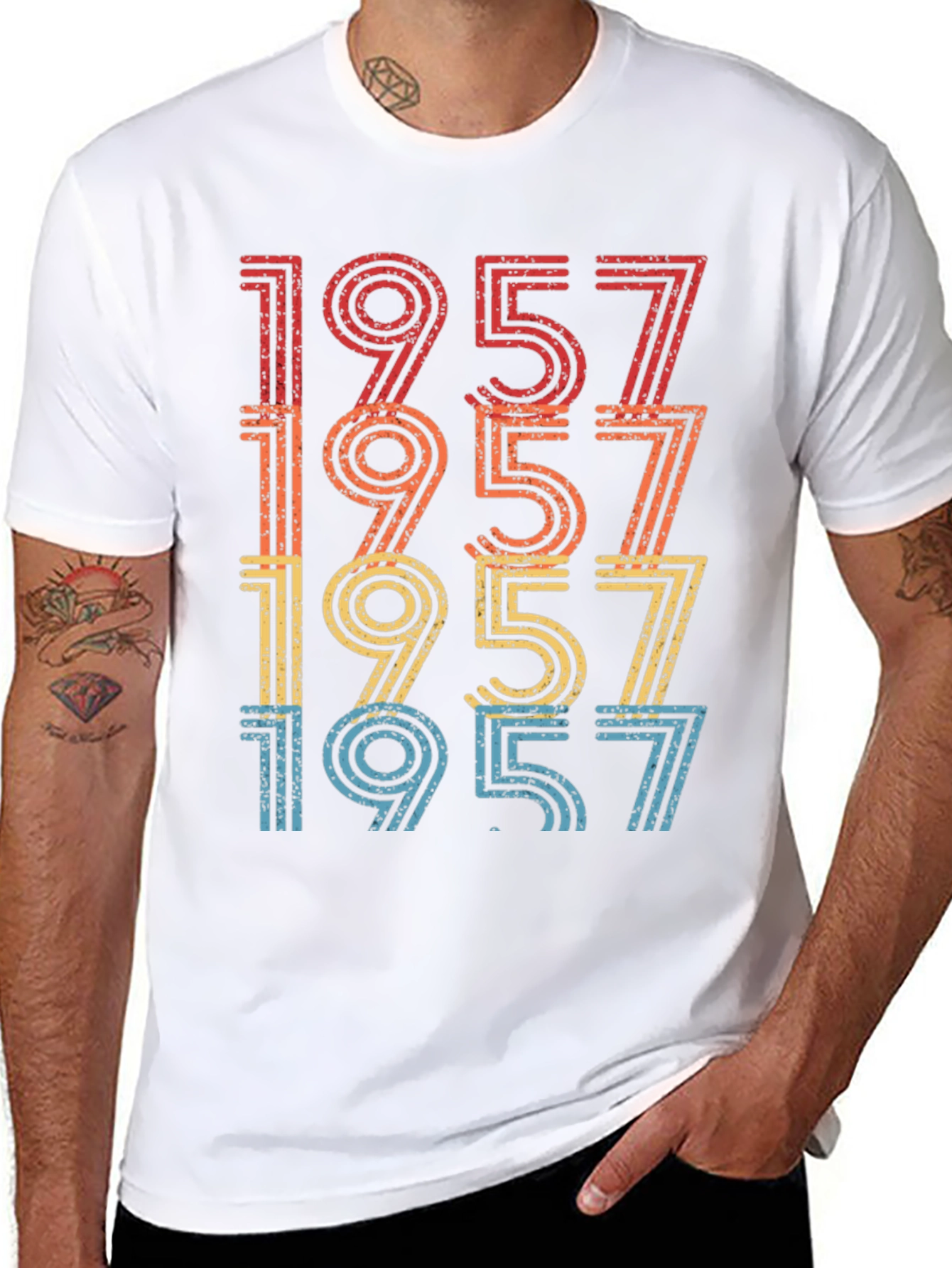 Black Retro 1957 Birthday Graphic T-Shirt view 8