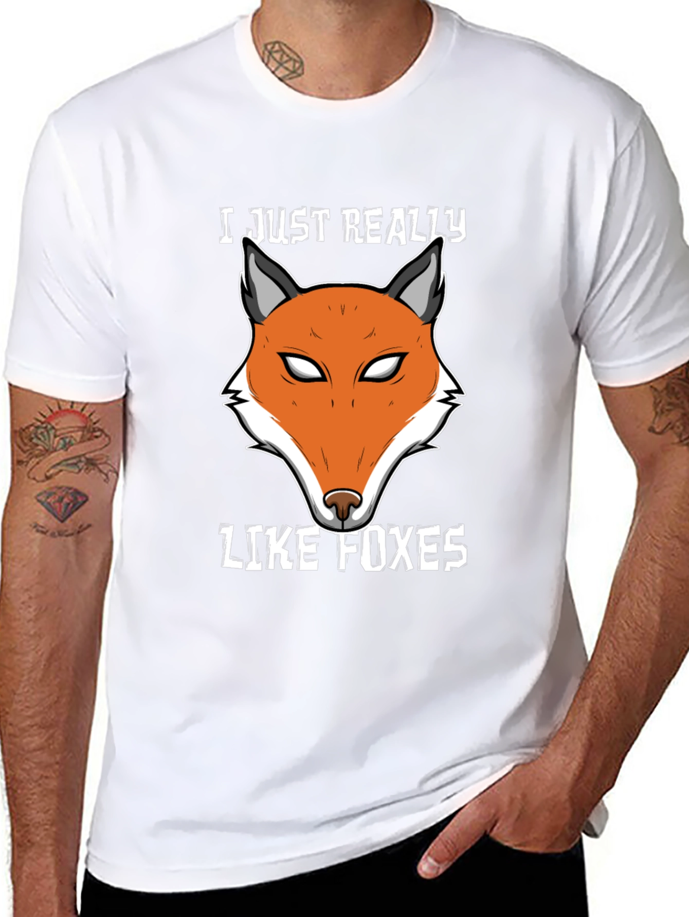 Black Fox Lover T-Shirt | Cute Fox Face Design view 8