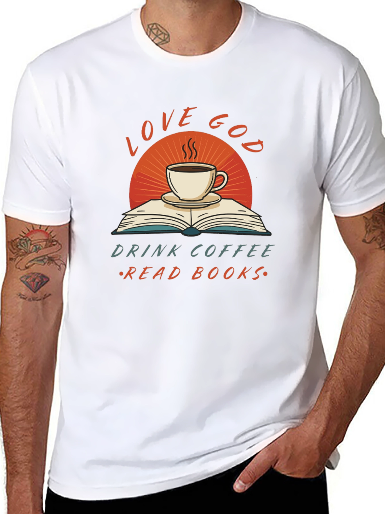 Black Love God Coffee Books Black T-Shirt view 8