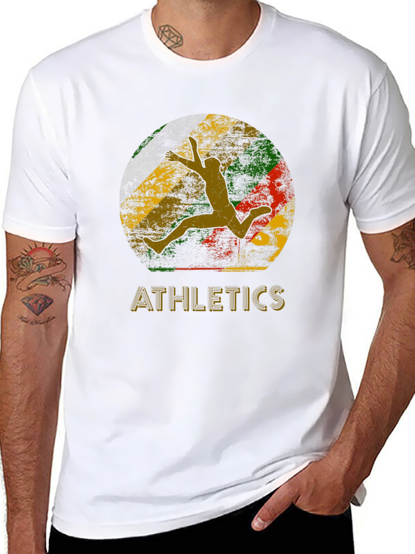 Black Retro Athletics Graphic Tee - Vintage Runner Design view 8