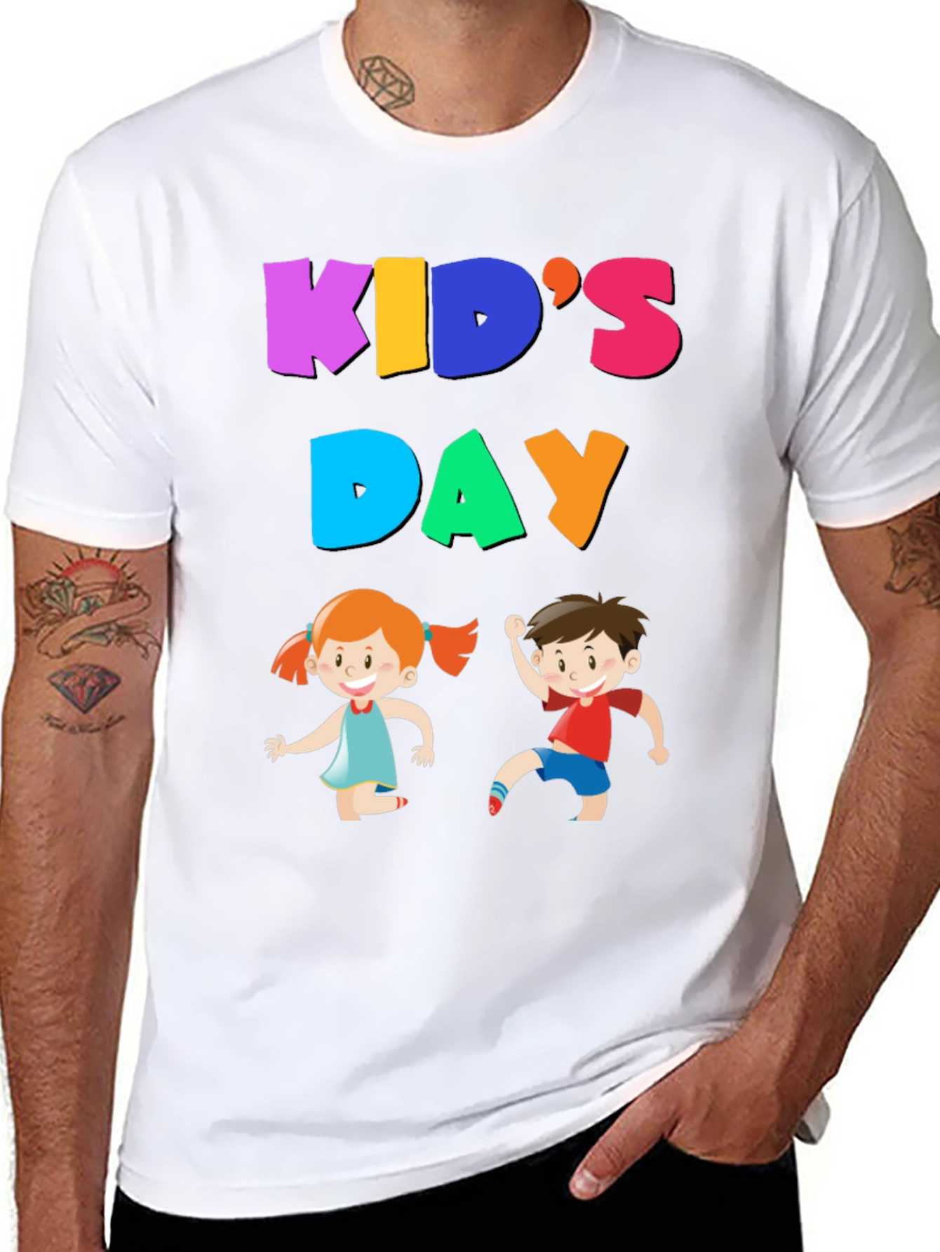 Black Colorful Kid's Day T-Shirt view 8