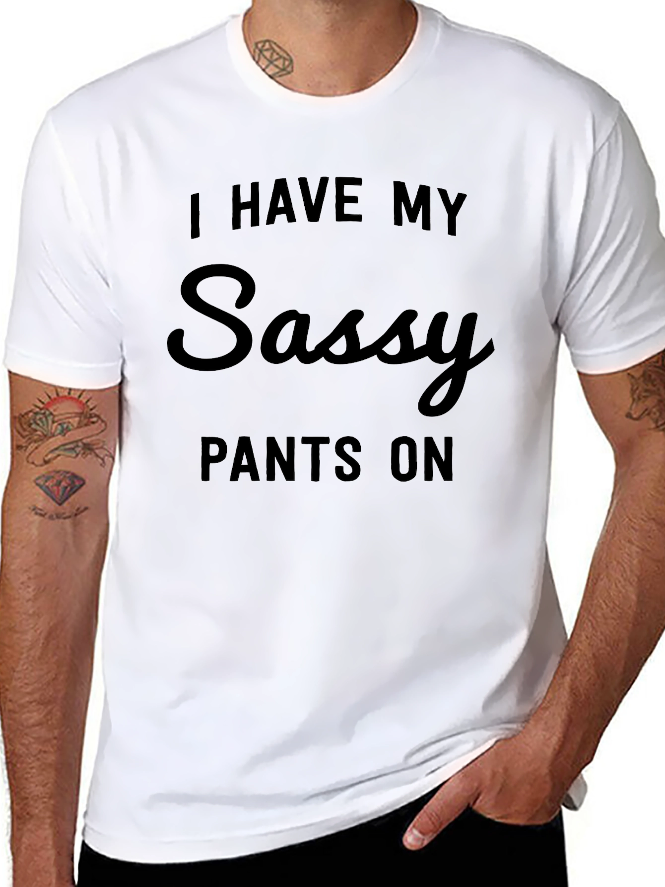 Black Sassy Pants On Graphic T-Shirt view 8