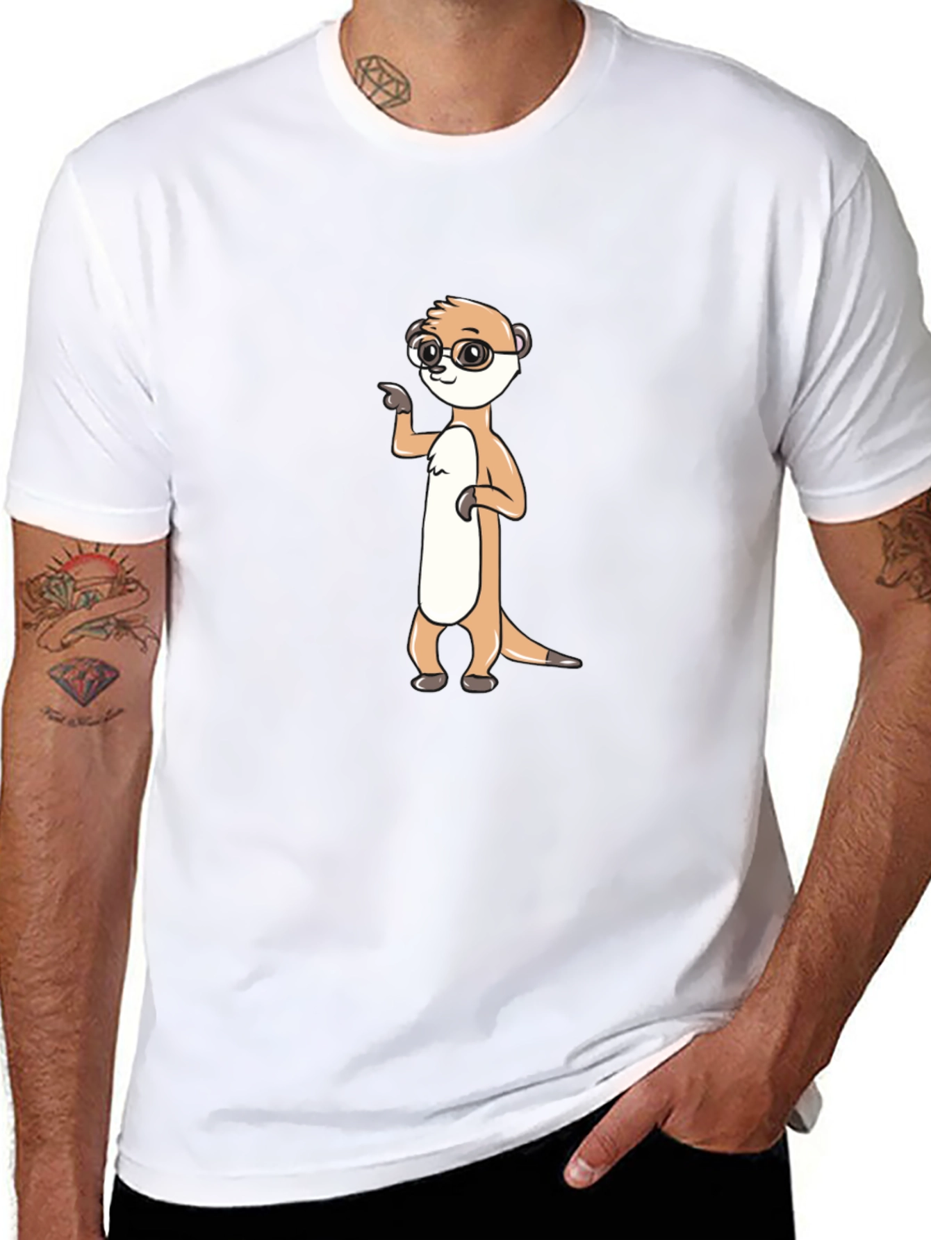 Black Meerkat Wearing Glasses T-Shirt view 8