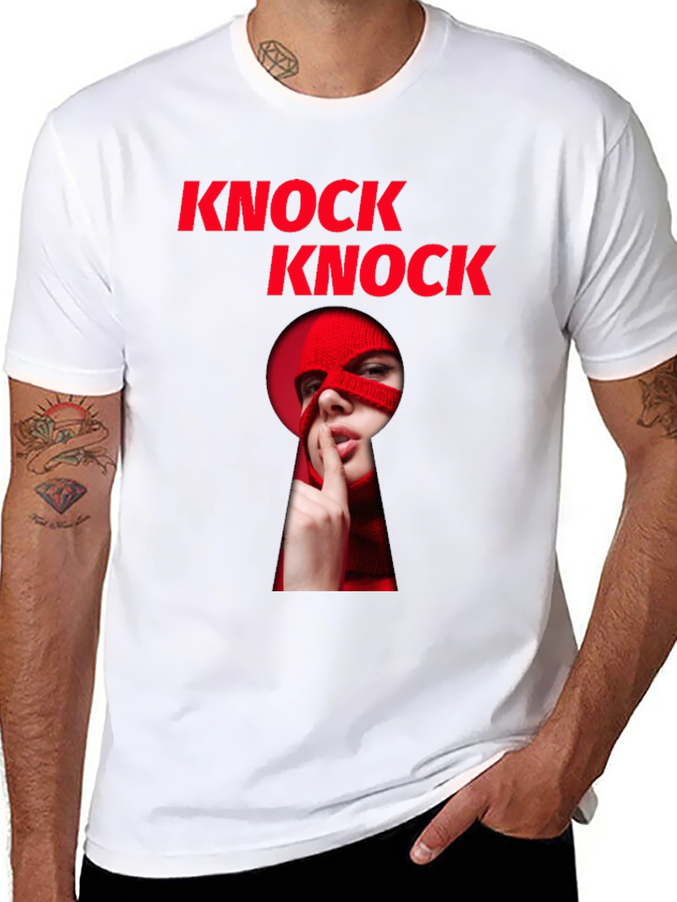 Black Knock Knock Graphic T-Shirt - Intrigue & Style view 8