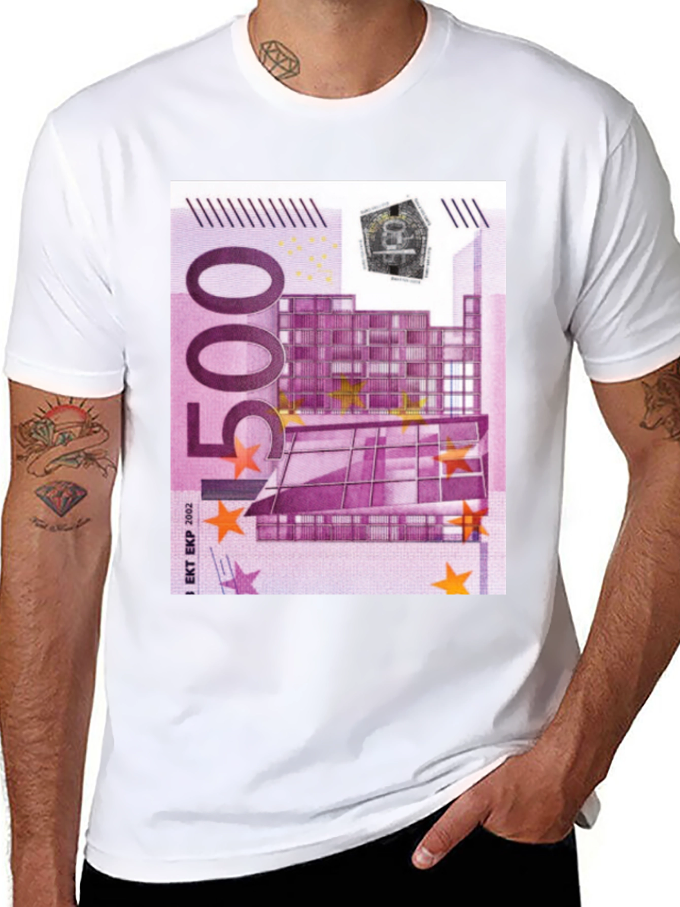 Black 500 Euro Note Graphic Print Black T-Shirt view 8