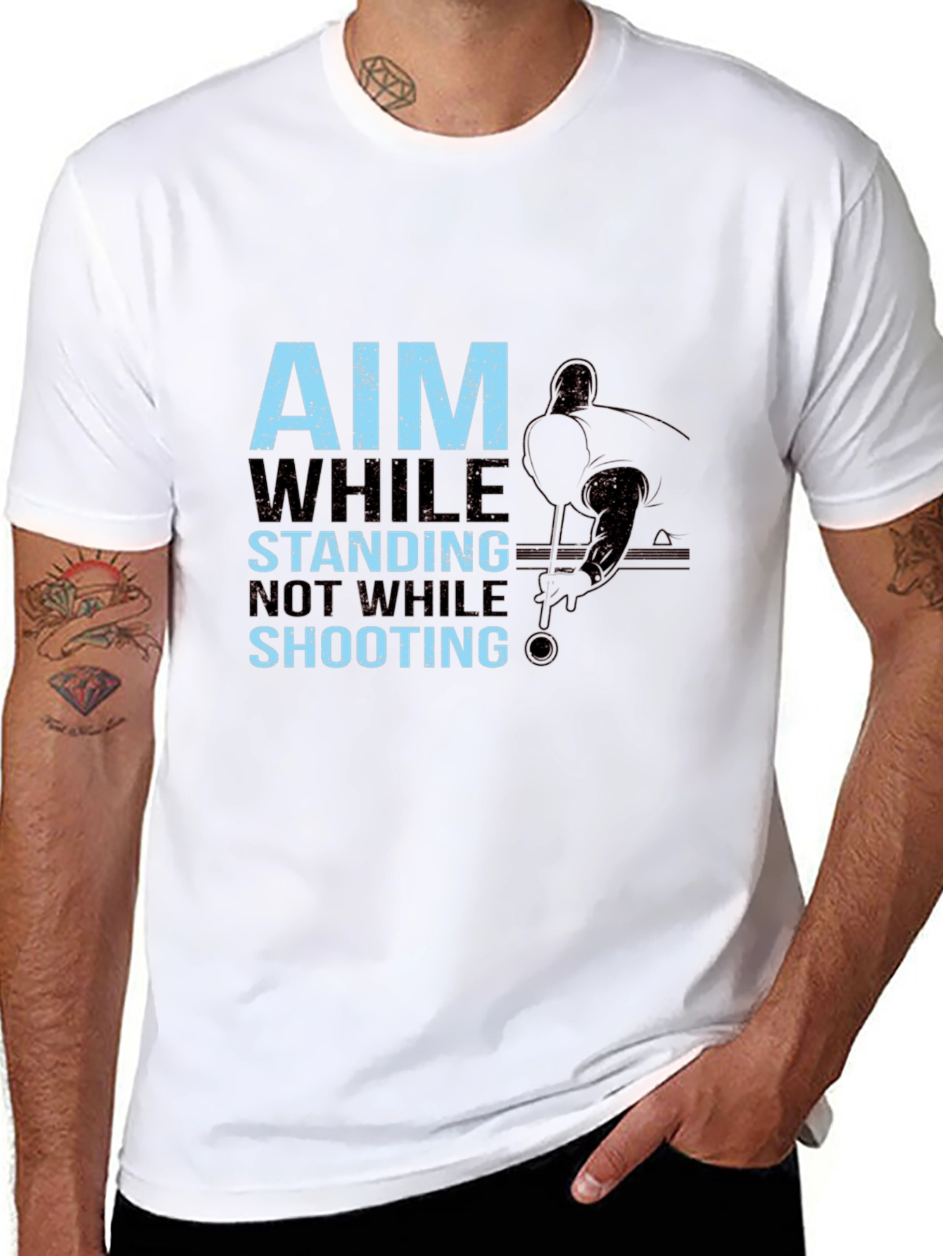 Black Aim While Standing, Not While Shooting T-Shirt view 8