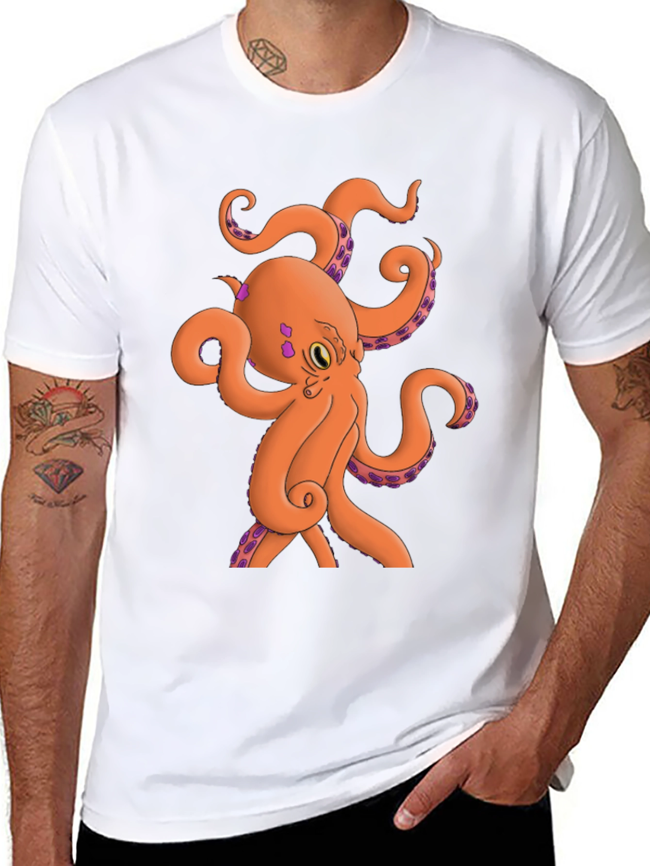 Black Octopus Graphic Tee - Black Cotton Blend view 8