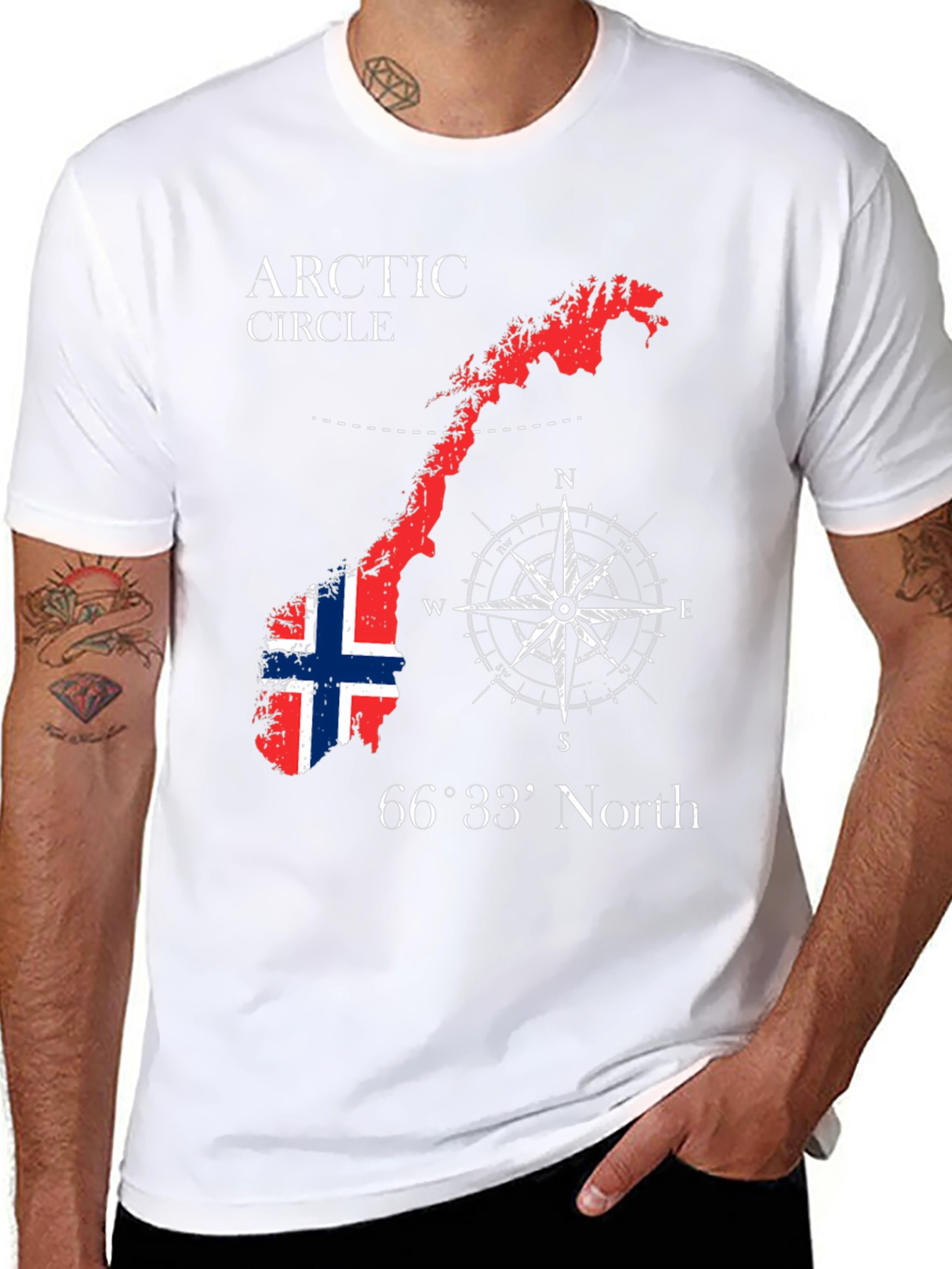 Norway Arctic Circle Black Graphic T-Shirt - 8