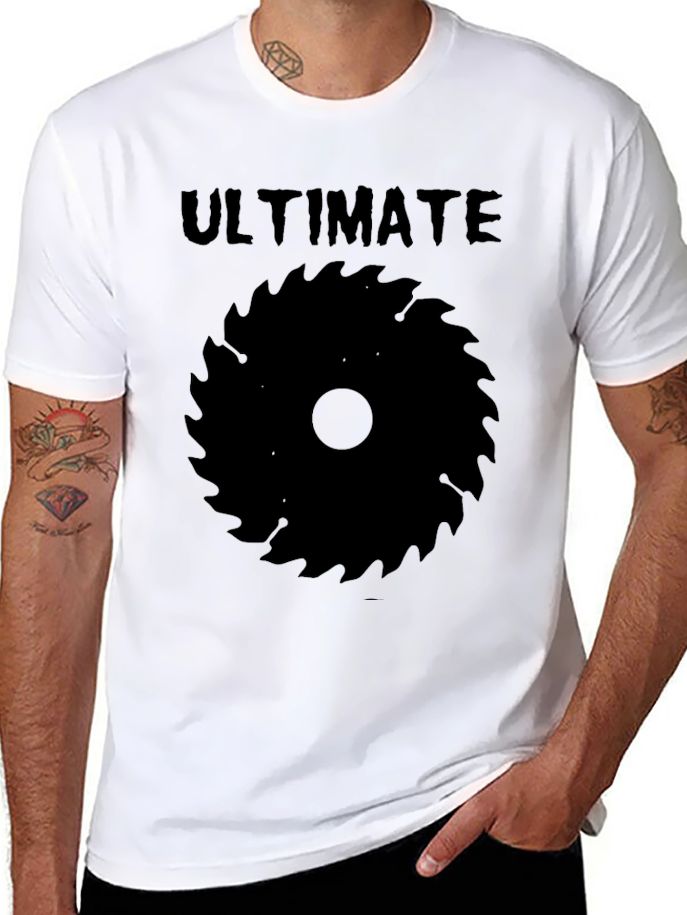 Black Ultimate Saw Blade Graphic Tee - Black Cotton Shirt view 8