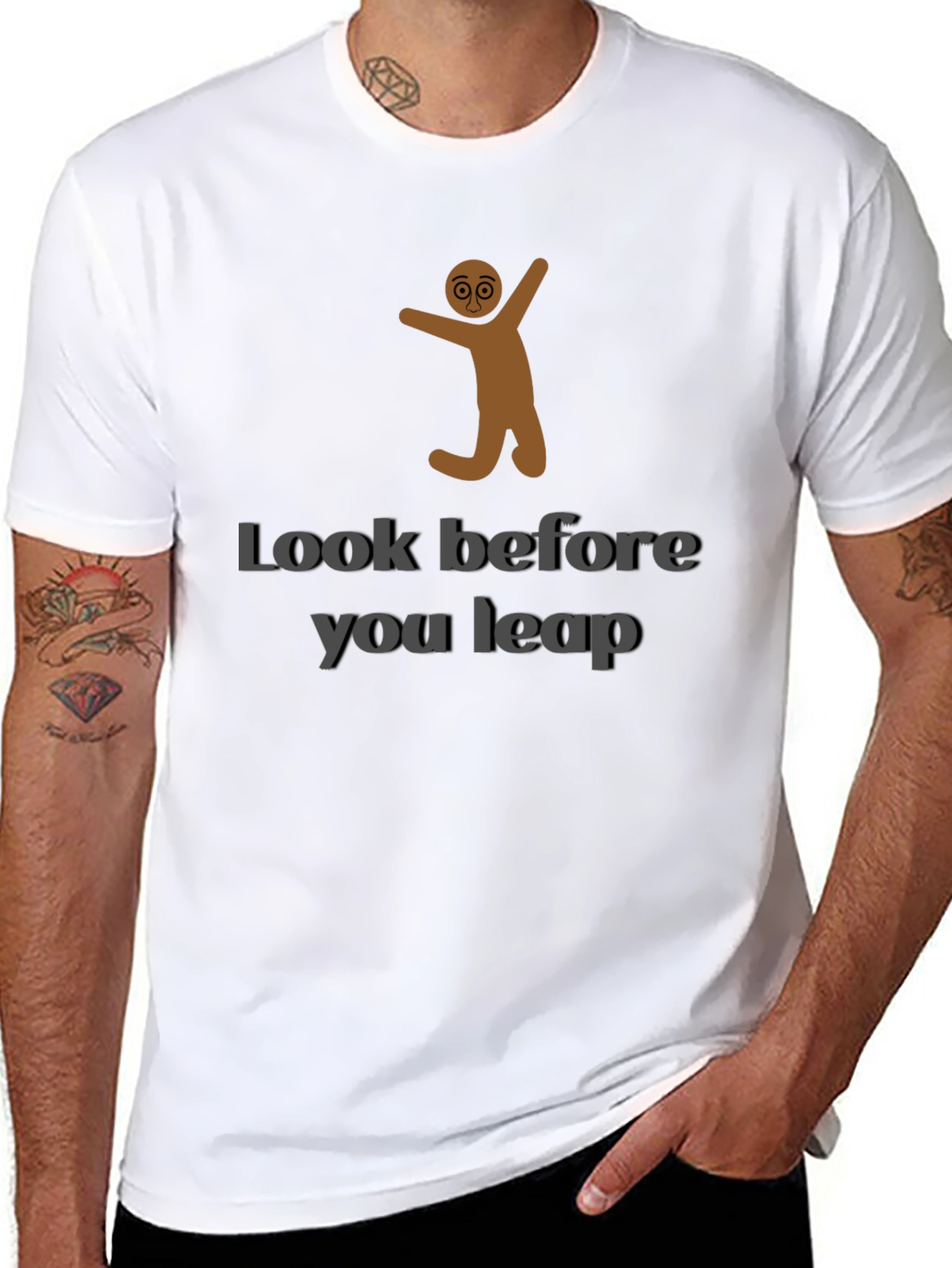 Black Look Before You Leap Graphic T-Shirt view 8