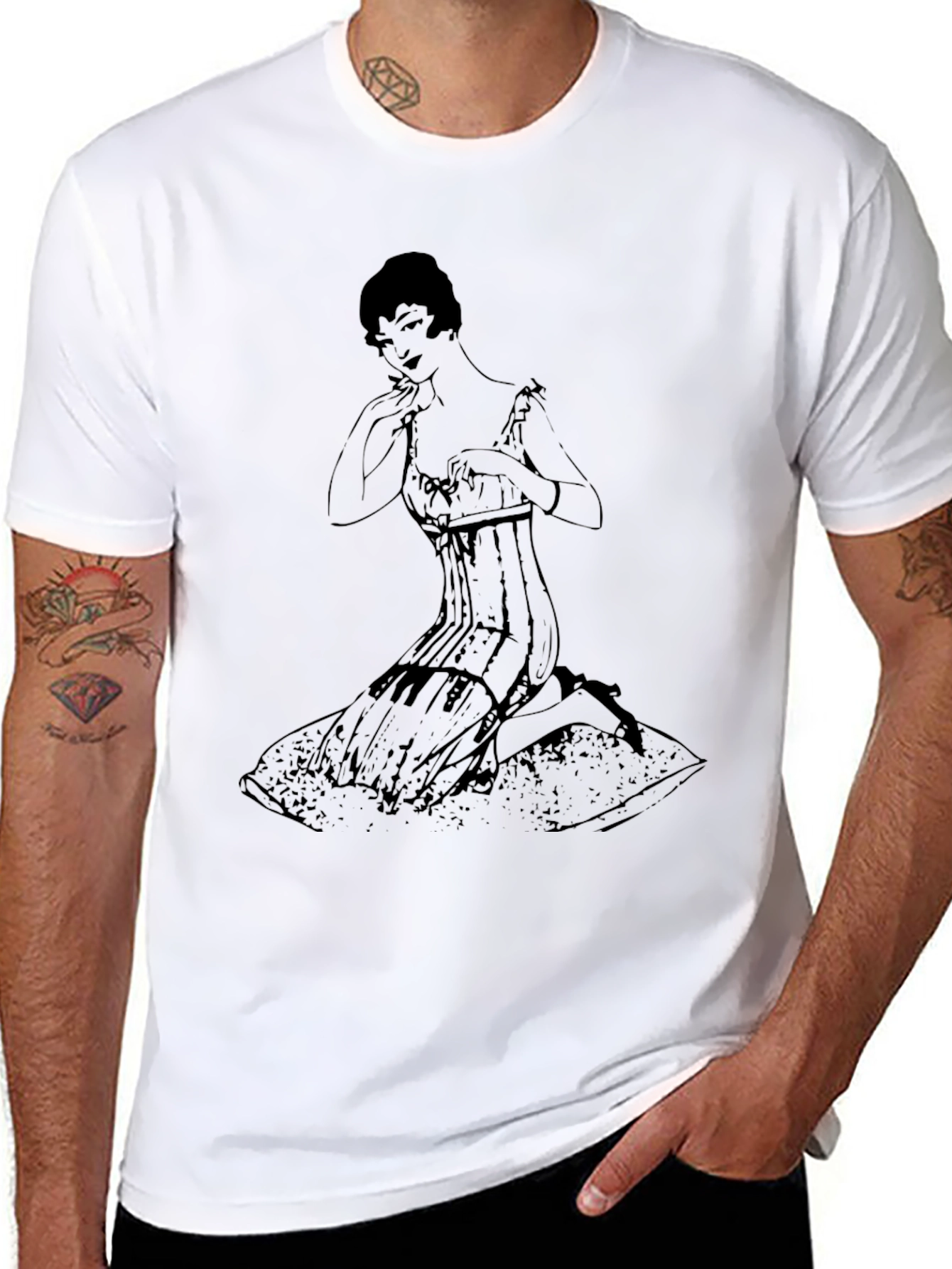 Black Vintage Lady Graphic Tee view 8