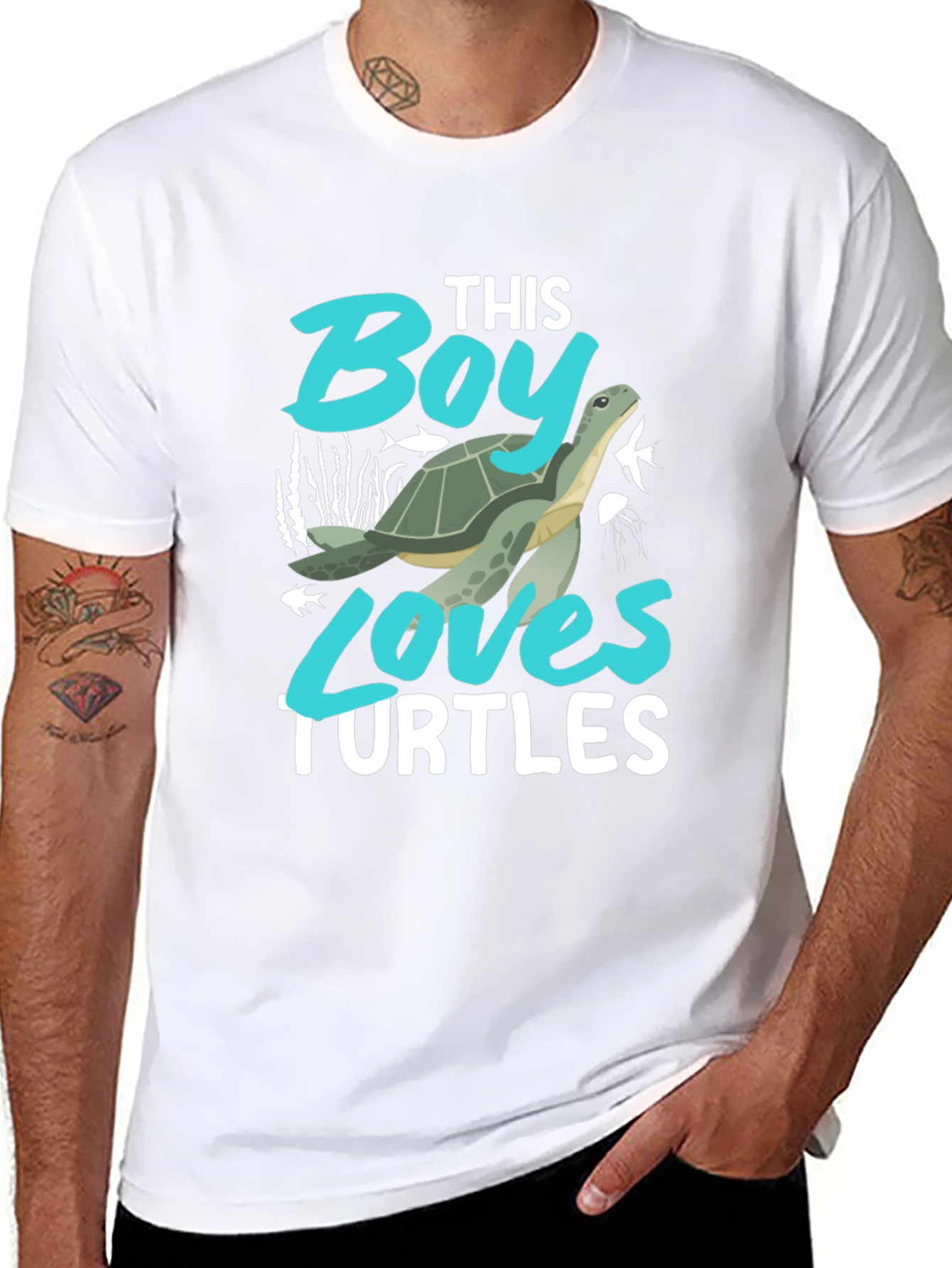 Black Boy Loves Turtles Graphic Tee - Black Cotton Blend view 8