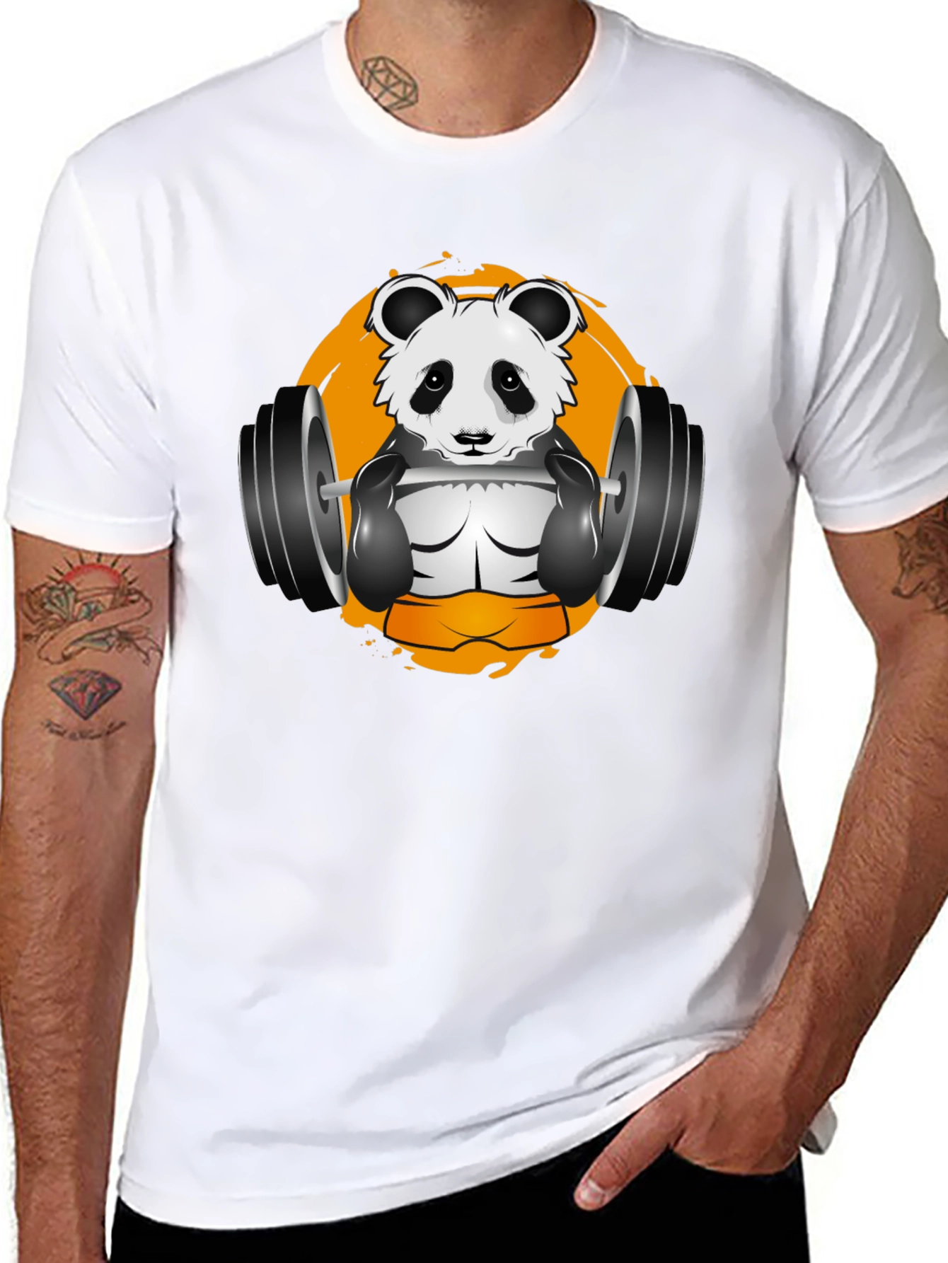 Black Panda Gym T-Shirt - Black Graphic Tee view 8