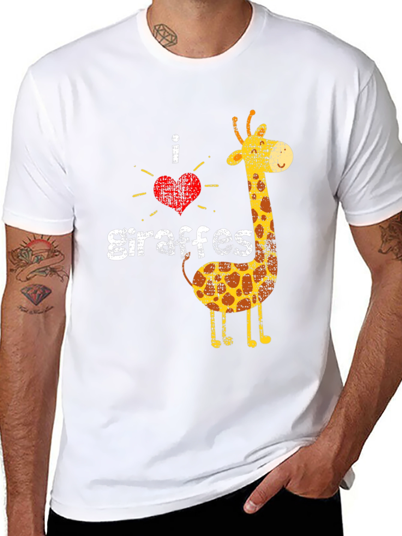 Black I Love Giraffes Graphic Tee - Unisex Black T-Shirt view 8