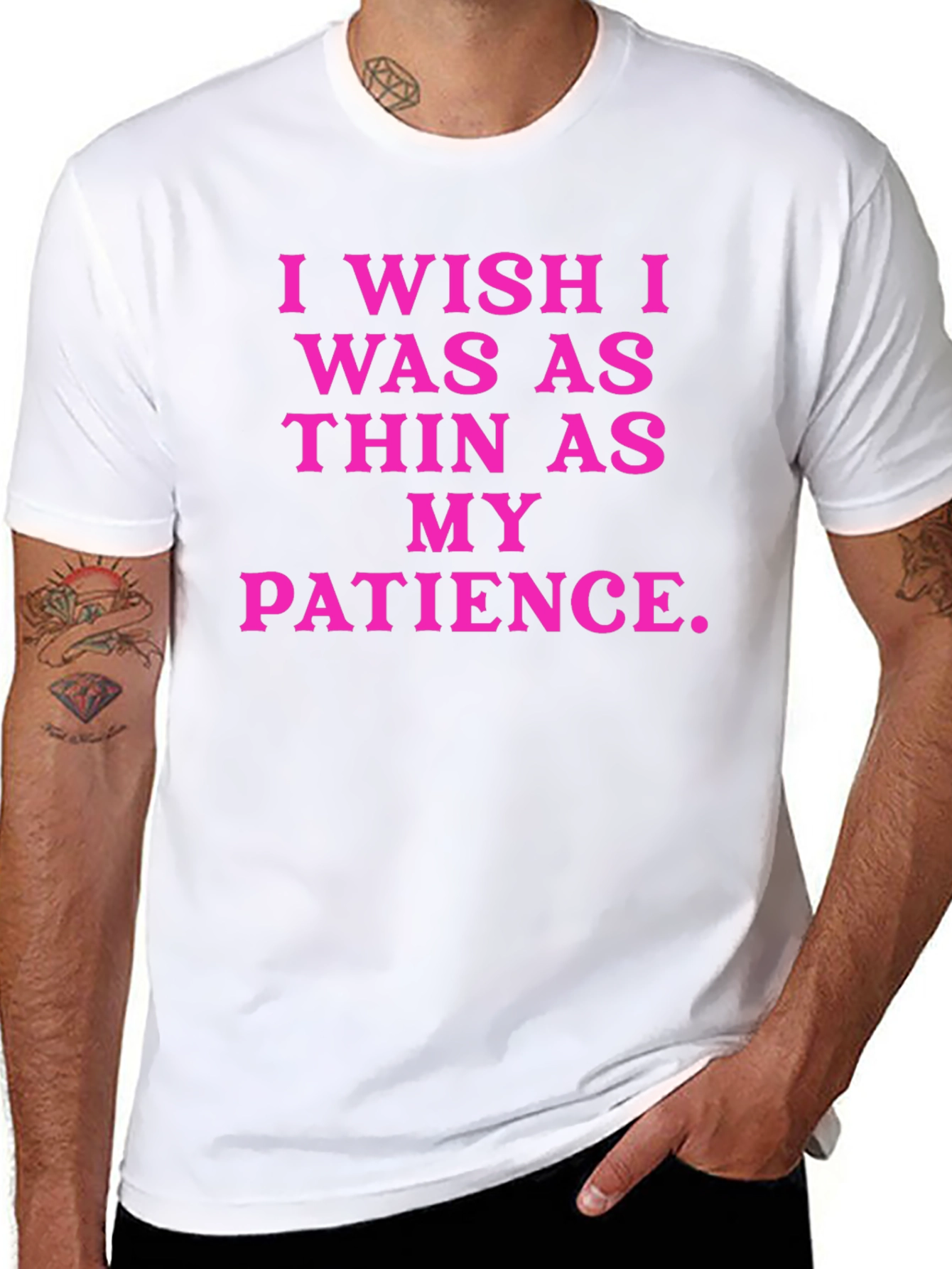 Black Funny Graphic Tee: I Wish I Was As Thin As My Patience view 8