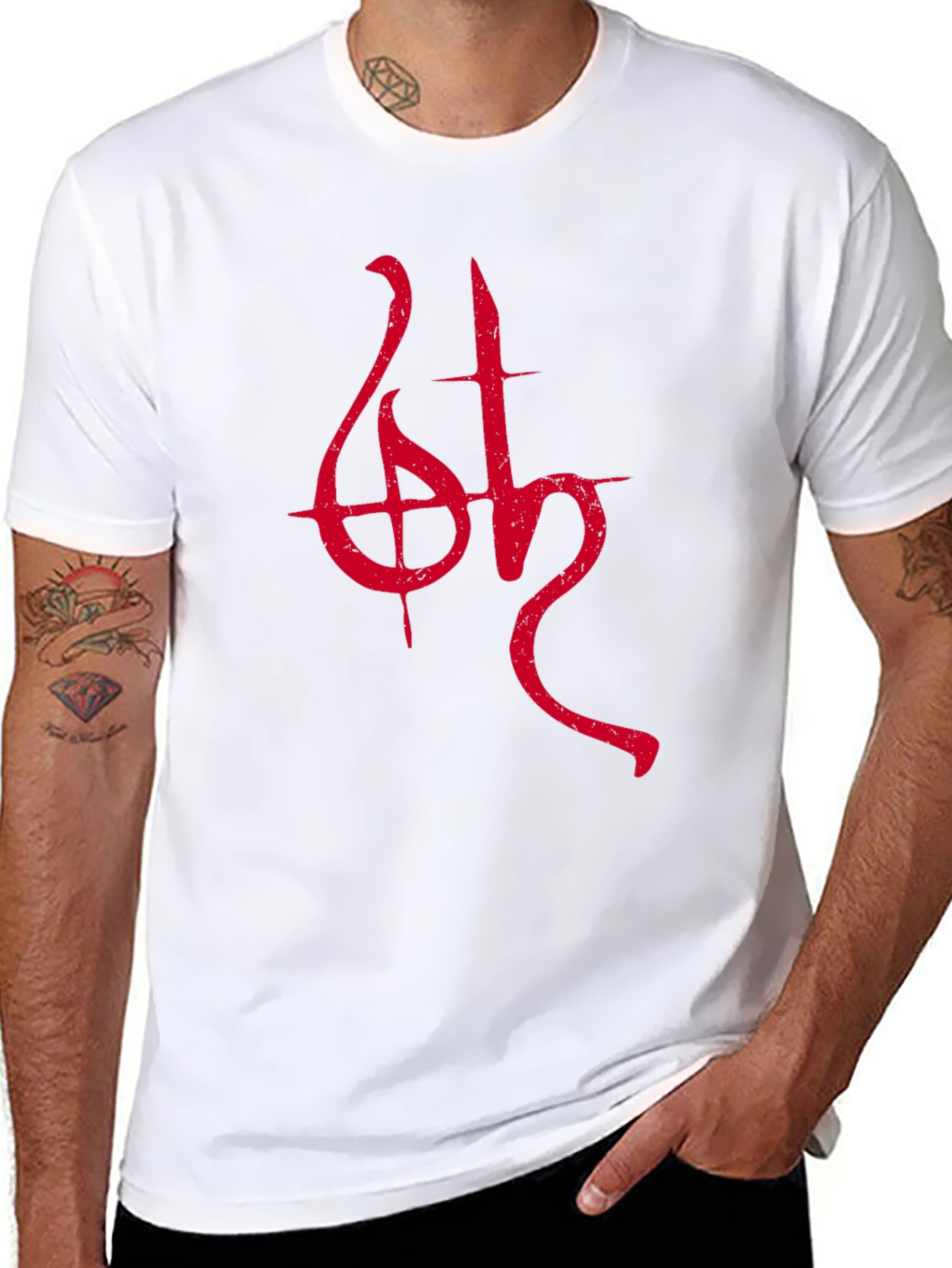 Black Black T-Shirt with Red Occult Symbol view 8