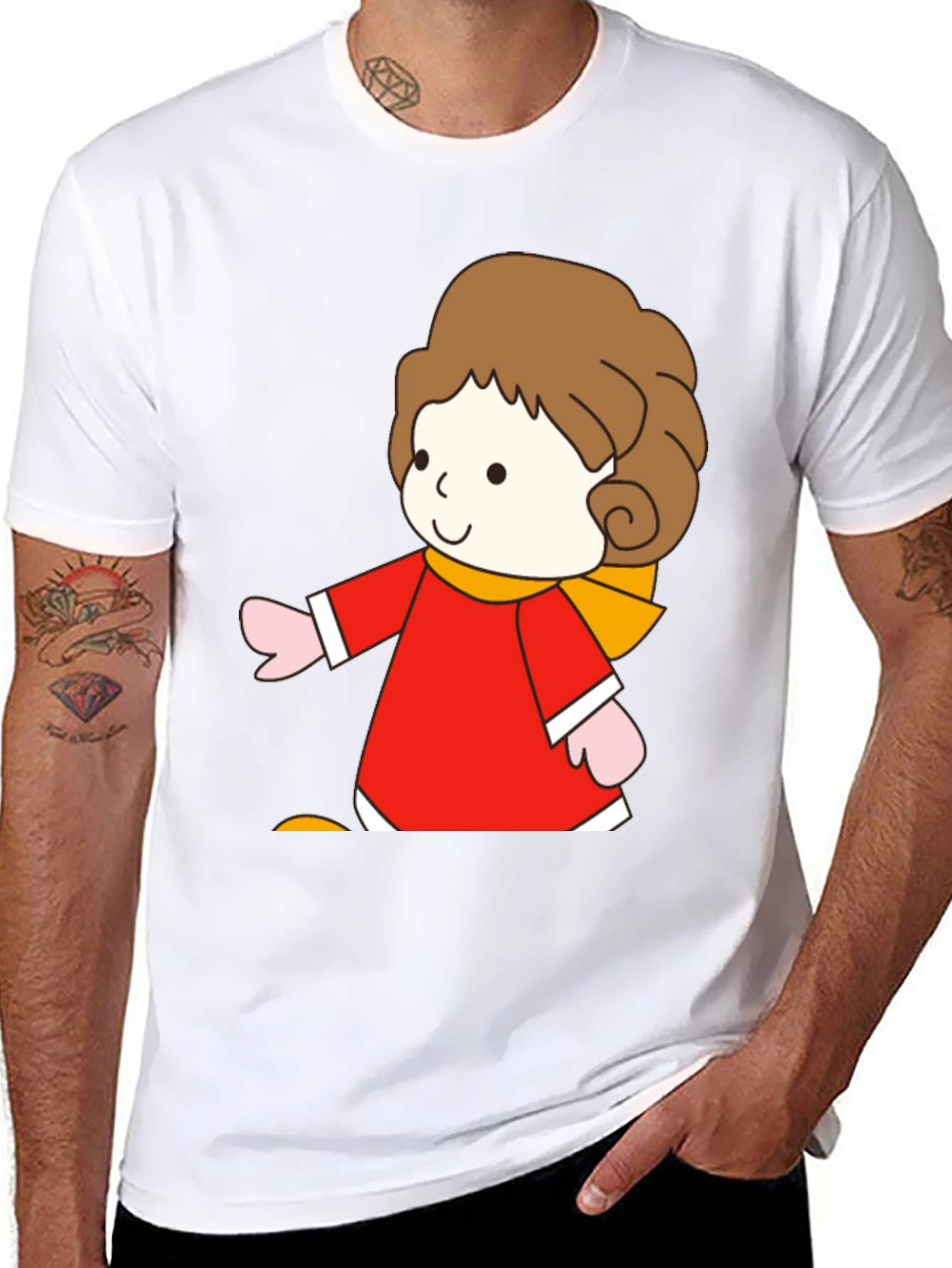 Black Cartoon Girl Graphic Tee - Soft Cotton Blend view 8