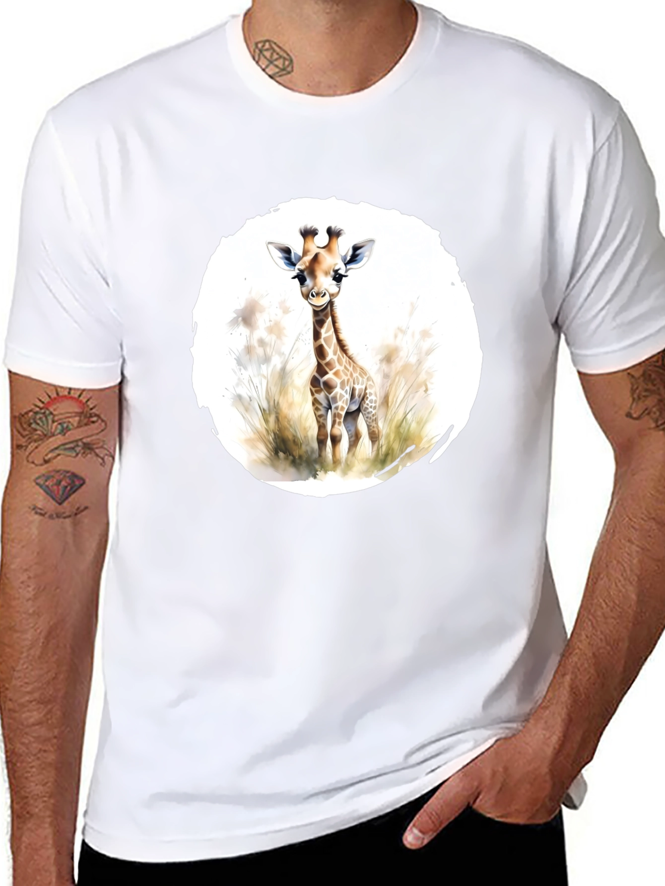 Black Giraffe Graphic Tee - Unisex Black T-Shirt view 8
